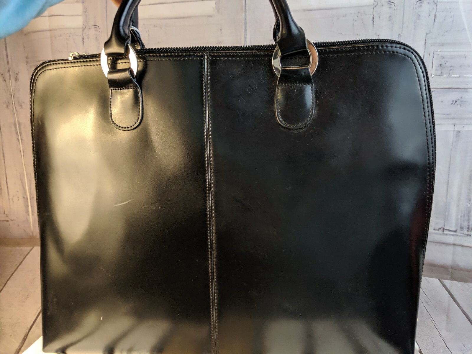 Metro Chic handbag briefcase leather laptop bag tote shoulder travel carry black