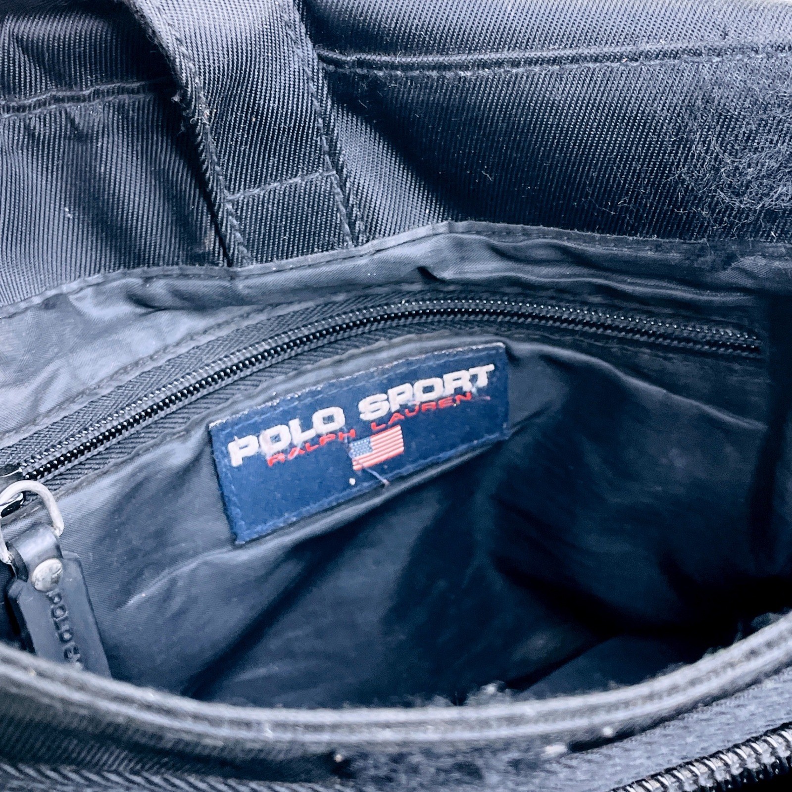 Polo Sport Ralph Lauren Messenger Bag Black Canvas Vintage Crossbody Logo Bag