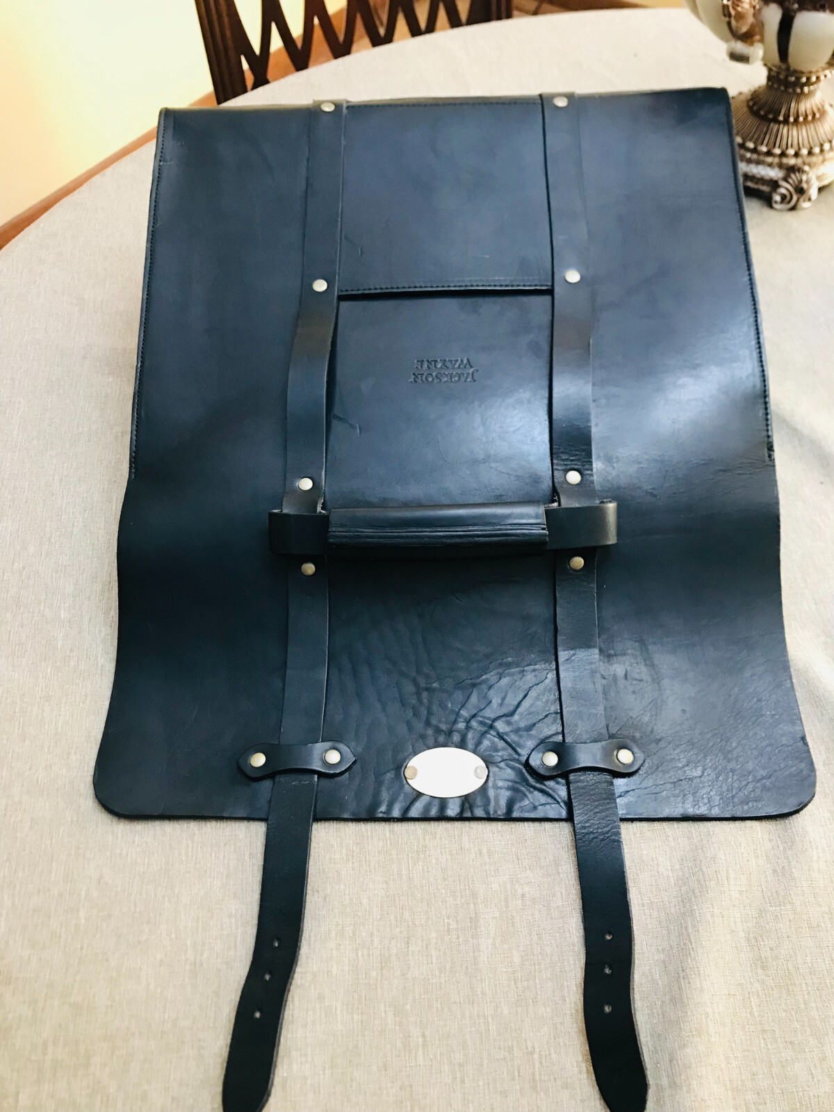 JACKSON WAYNE Black Heavy Saddle Leather Briefcase / Messenger Bag – US Made