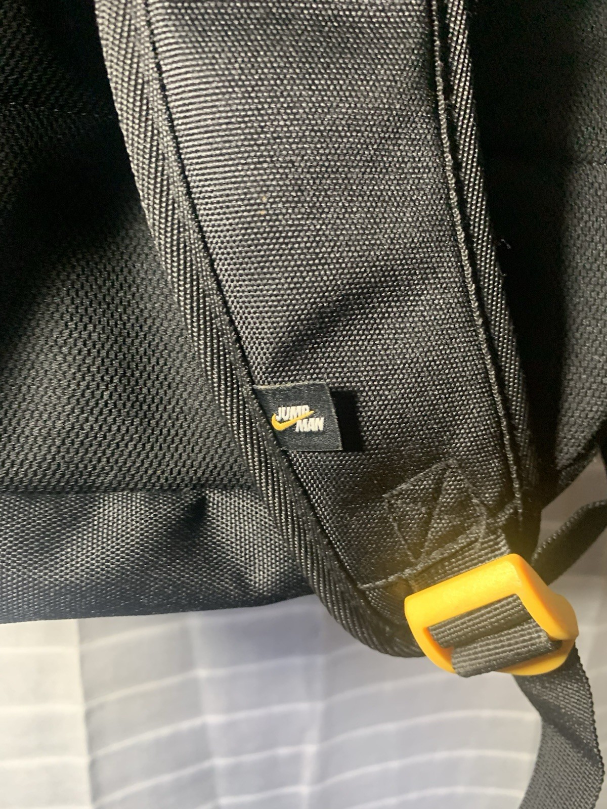 Jordan Backpack Black/White/Yellow Zip Closure Adjustable Straps Outer Pockets