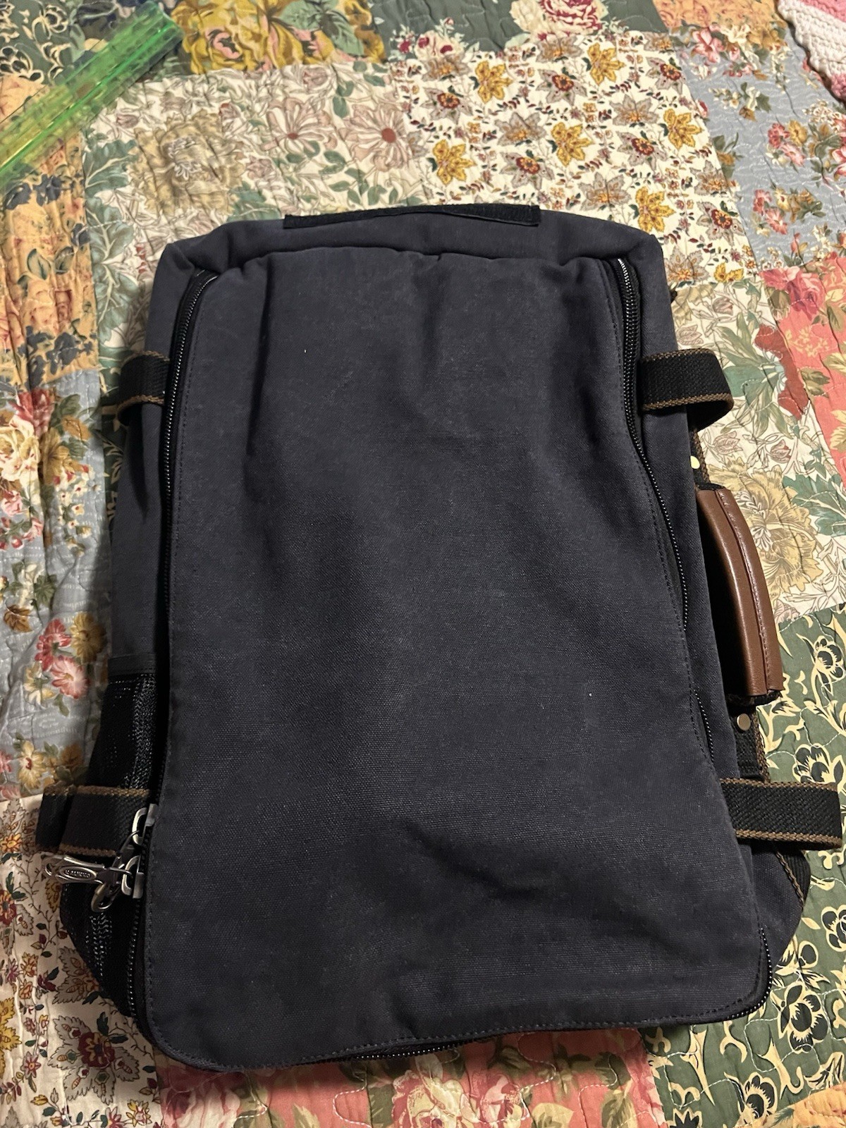 Kaukko Backpack Laptop Combo Canvas With Leatherlike Trim Carry on Travel Bag