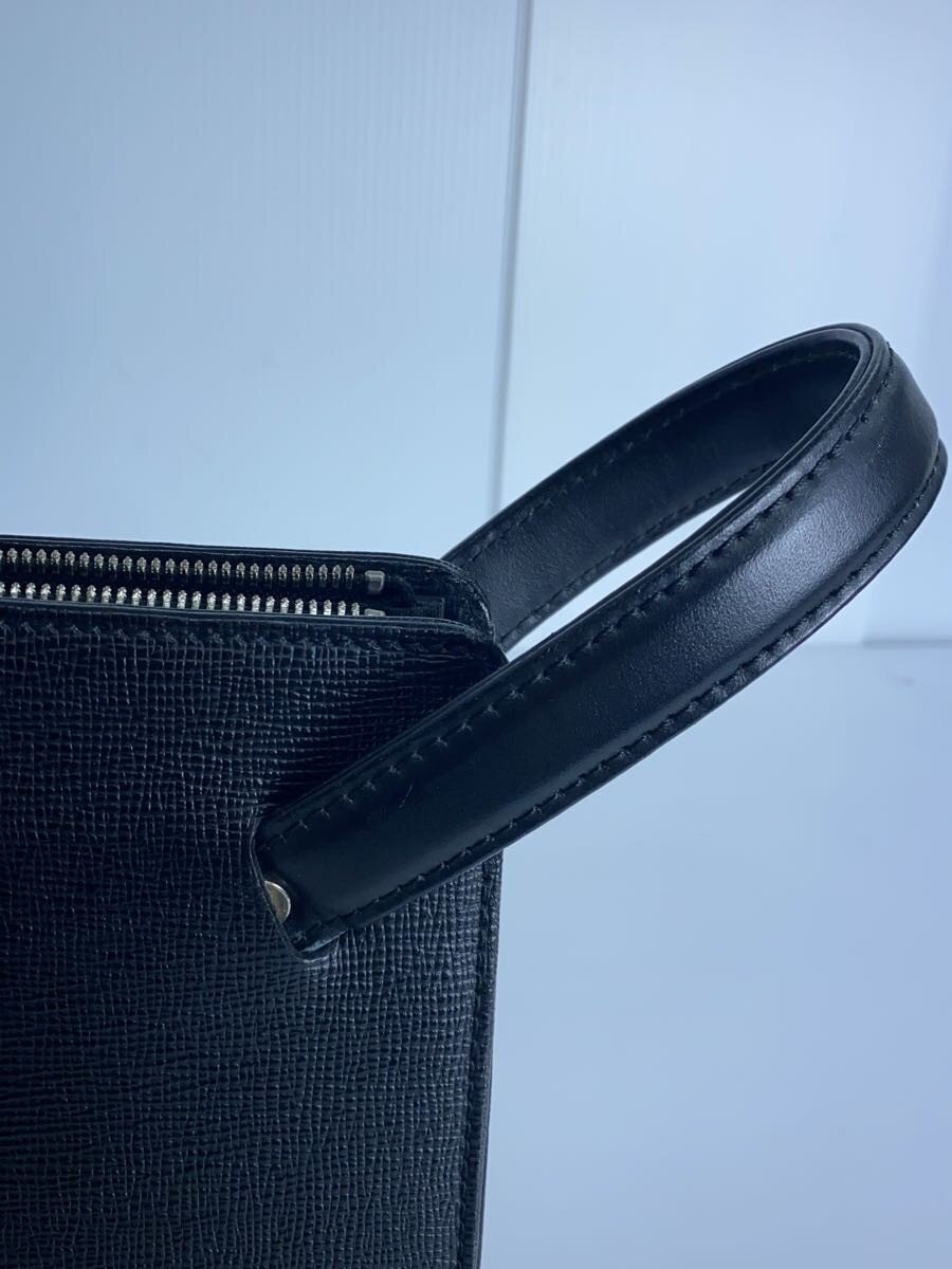 TAKEO KIKUCHI Leather Second Bag, Black, Solid Color