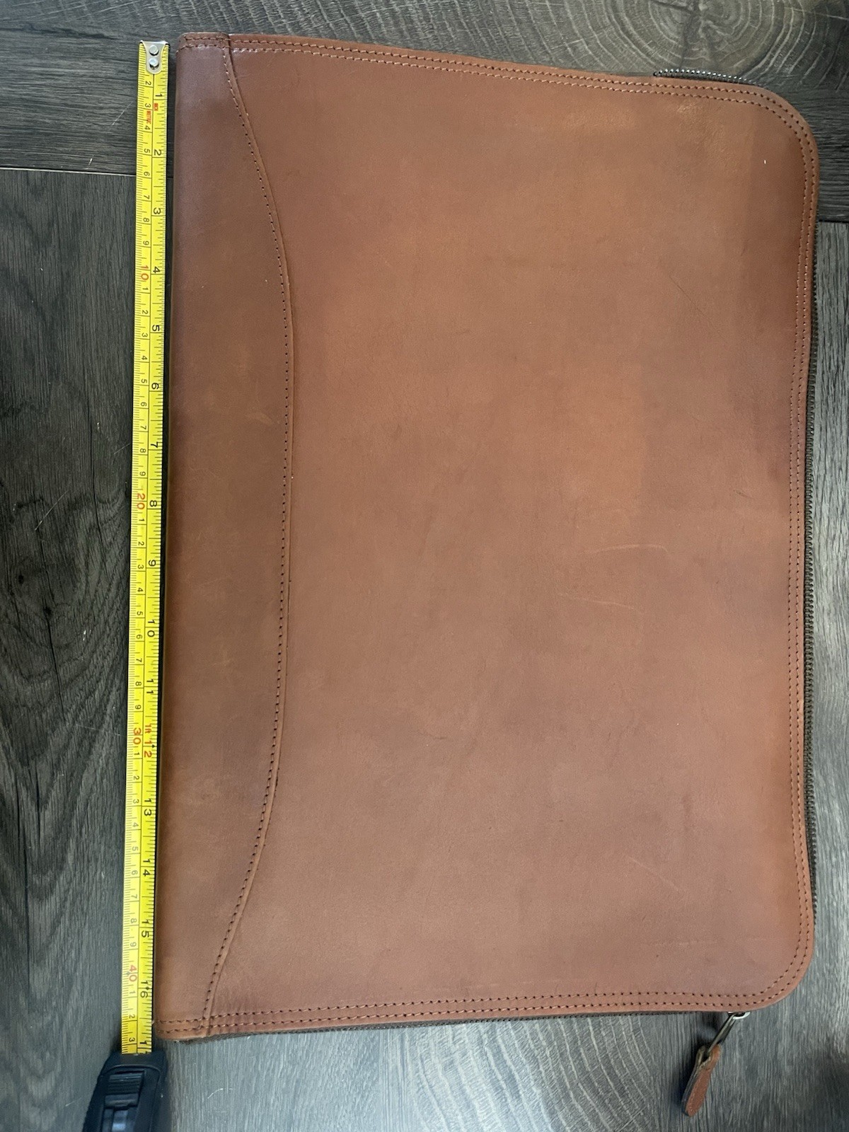 Schlesinger Leather Zippered Folio Made In Dominican Republic 16 1/2 x 11 1/2