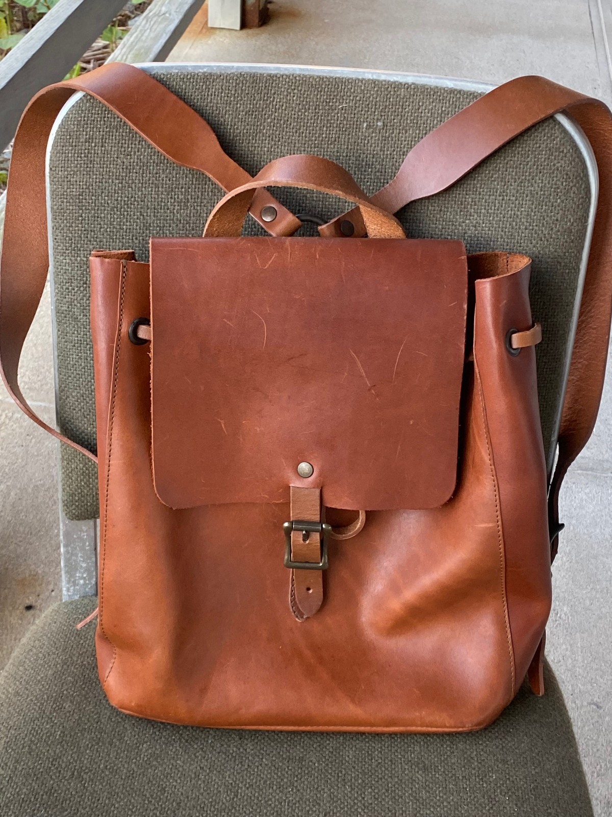 Full Grain Cognac Leather Backpack by Whipping Post WP Standard Made in Mexico