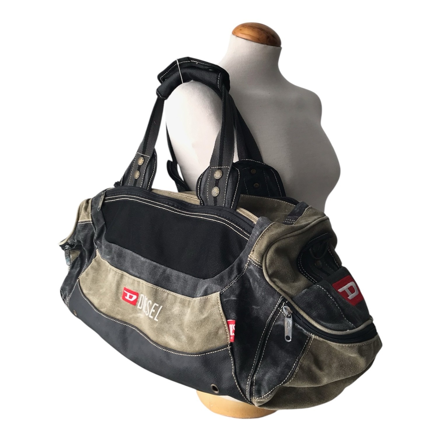 DIESEL Vintage Bag Travel Military Army Khaki Gorpcore Archive Multipocket Y2K