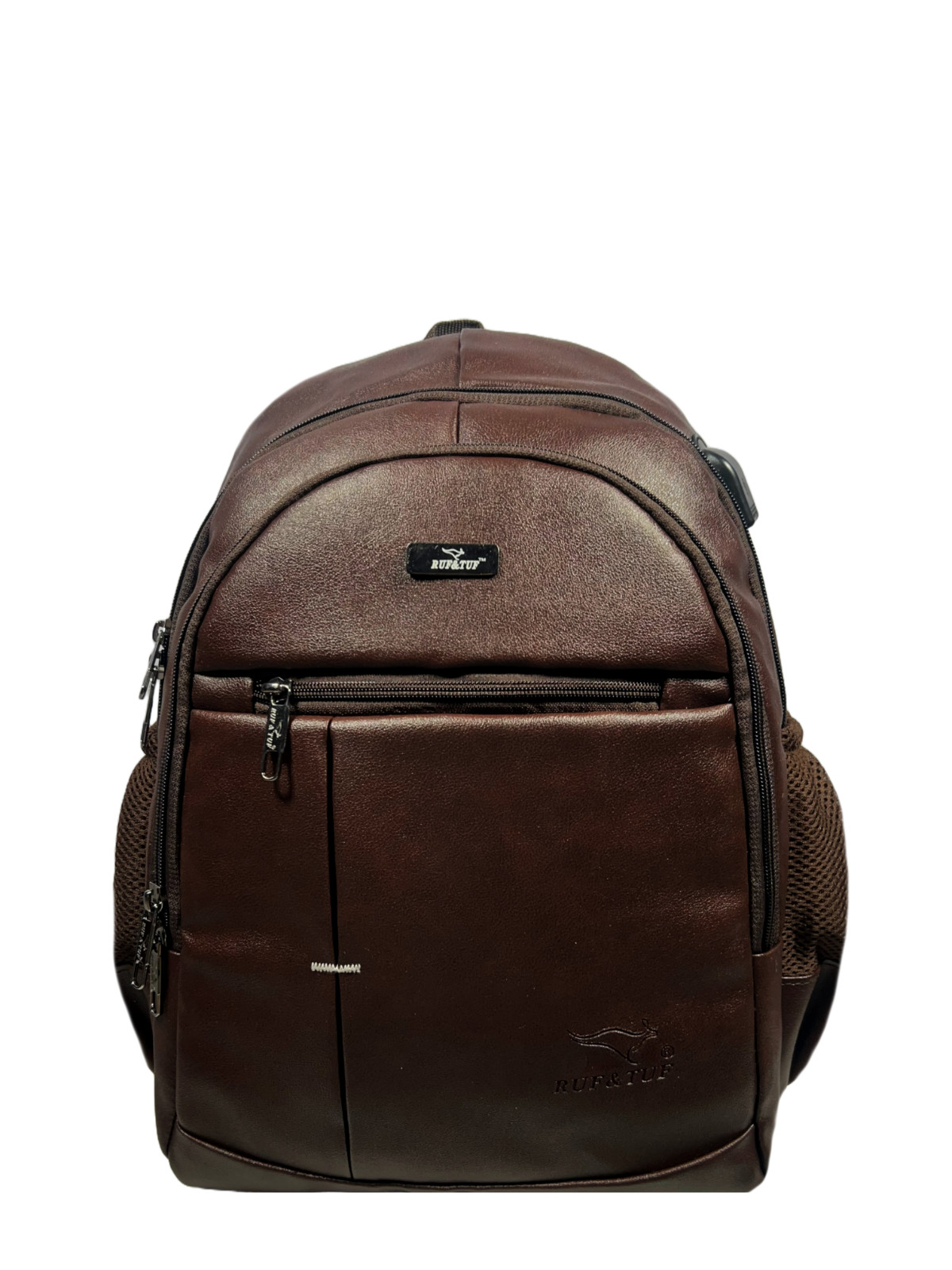 Brown Buffalo`Leather Backpack For Men with USB Port Charging 25 L Tech Backpack