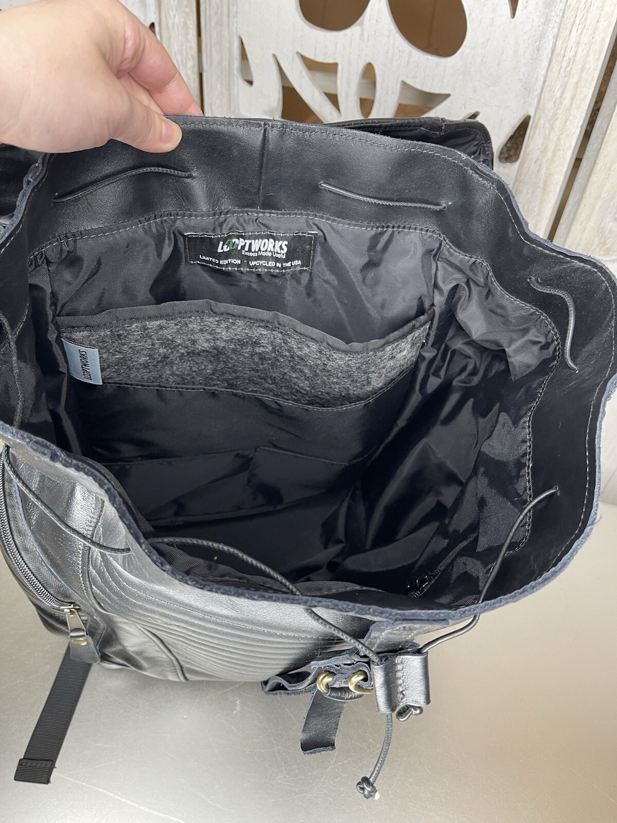 Looptworks Loopt Portland Limited Edition Black Recycled Leather Backpack Bag