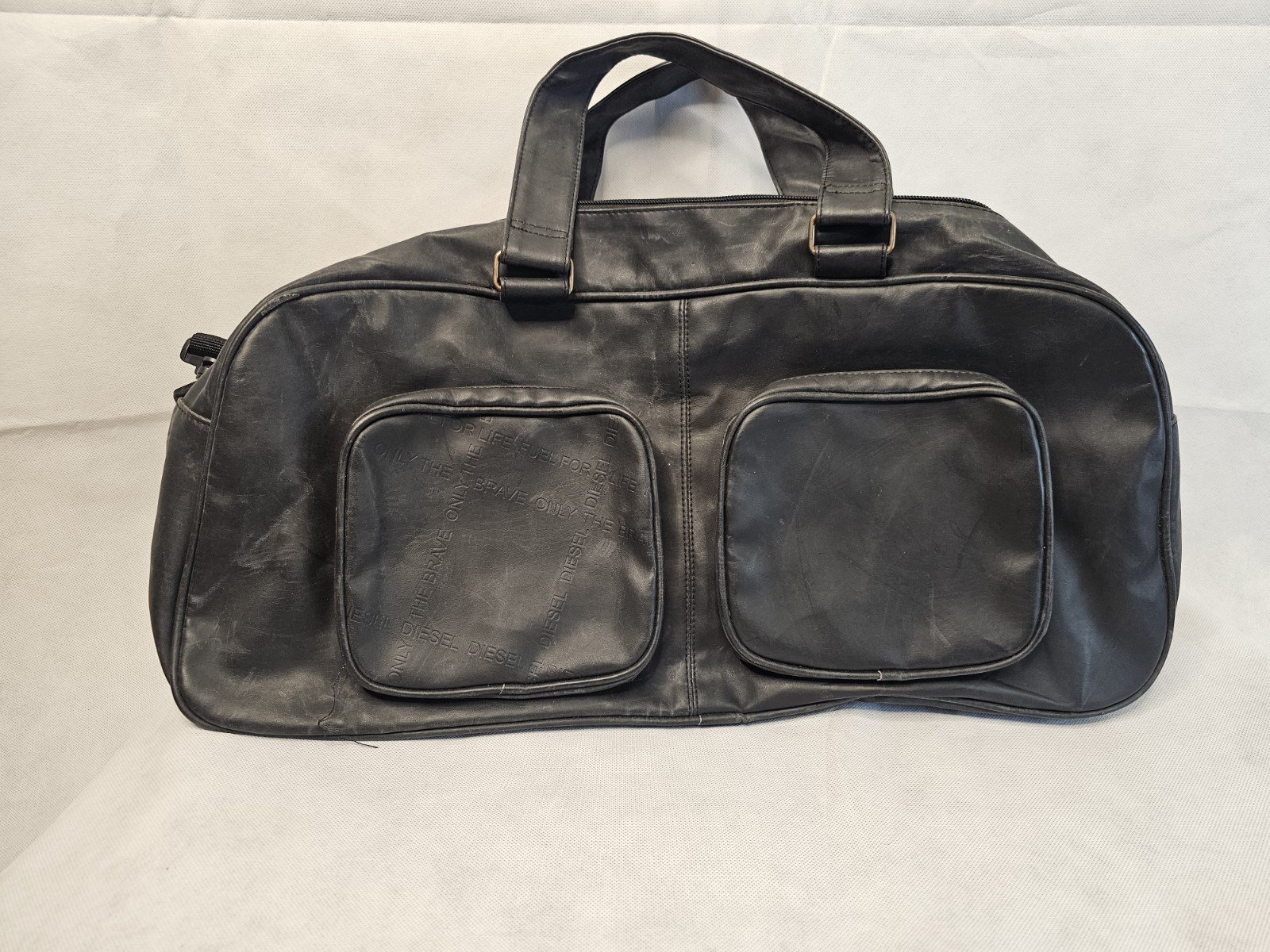 Diesel Only The Brave Black Duffel Bag Men Zip Closure Pockets Shoulder Strap
