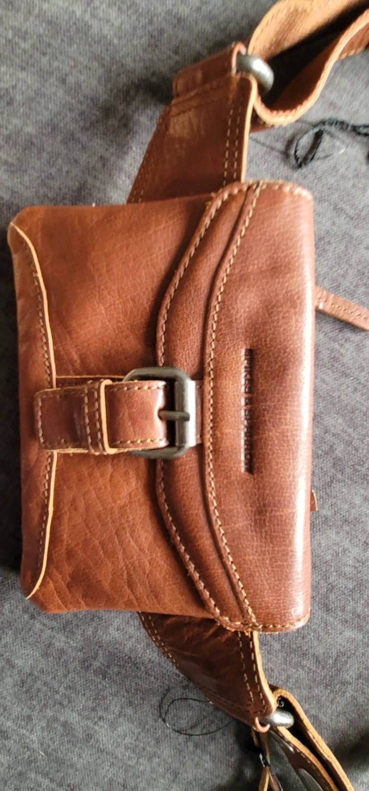 Spikes & Sparrow Brown Small Crossbody Bag Zip & Buckle, Adjustable Strap