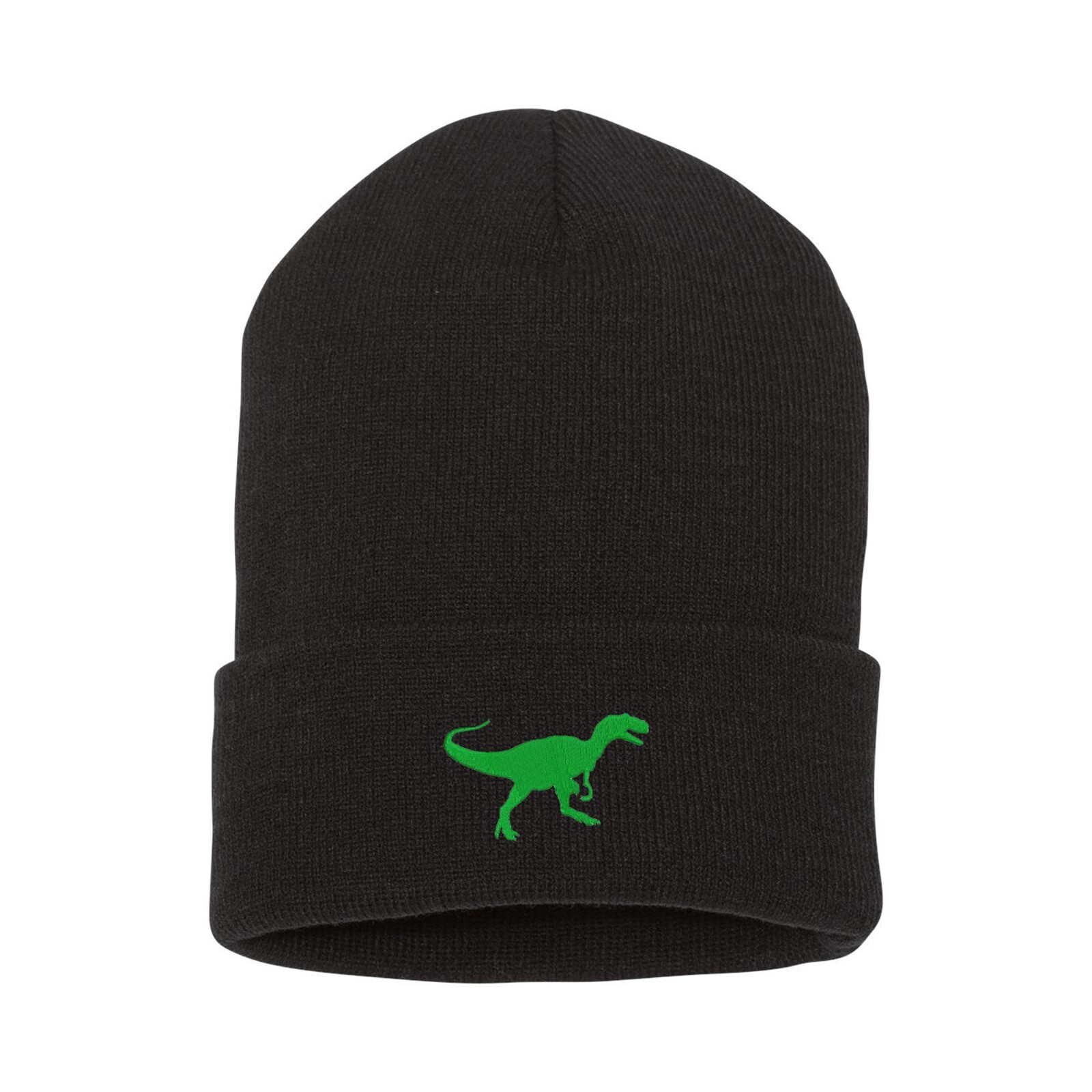 Tyrannosaurus dinosaur embroidered beanie hat, custom embroidered beanie