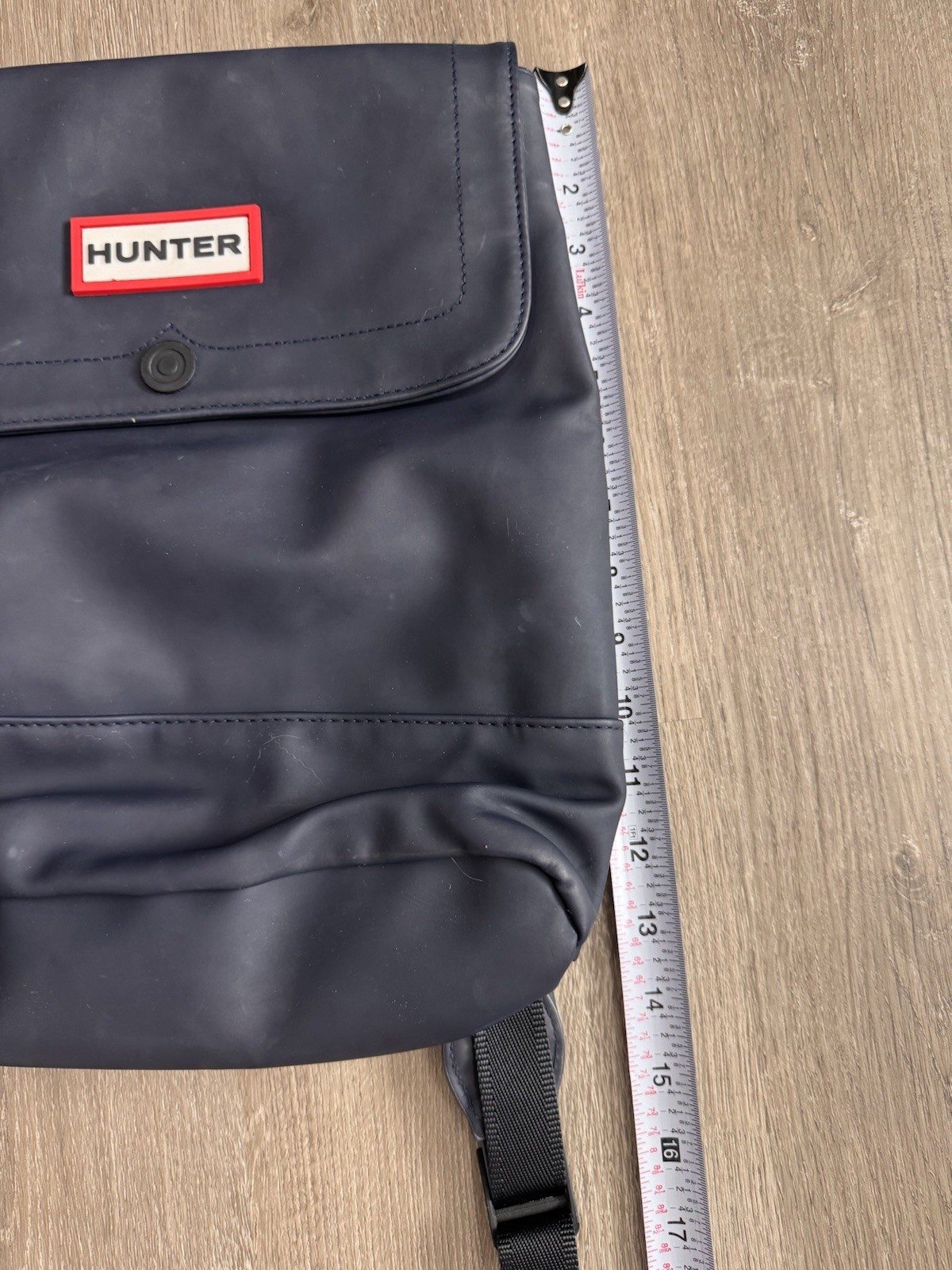 Hunter Original Waterproof Rubberized Backpack Navy Blue Roll Top Laptop Backpac