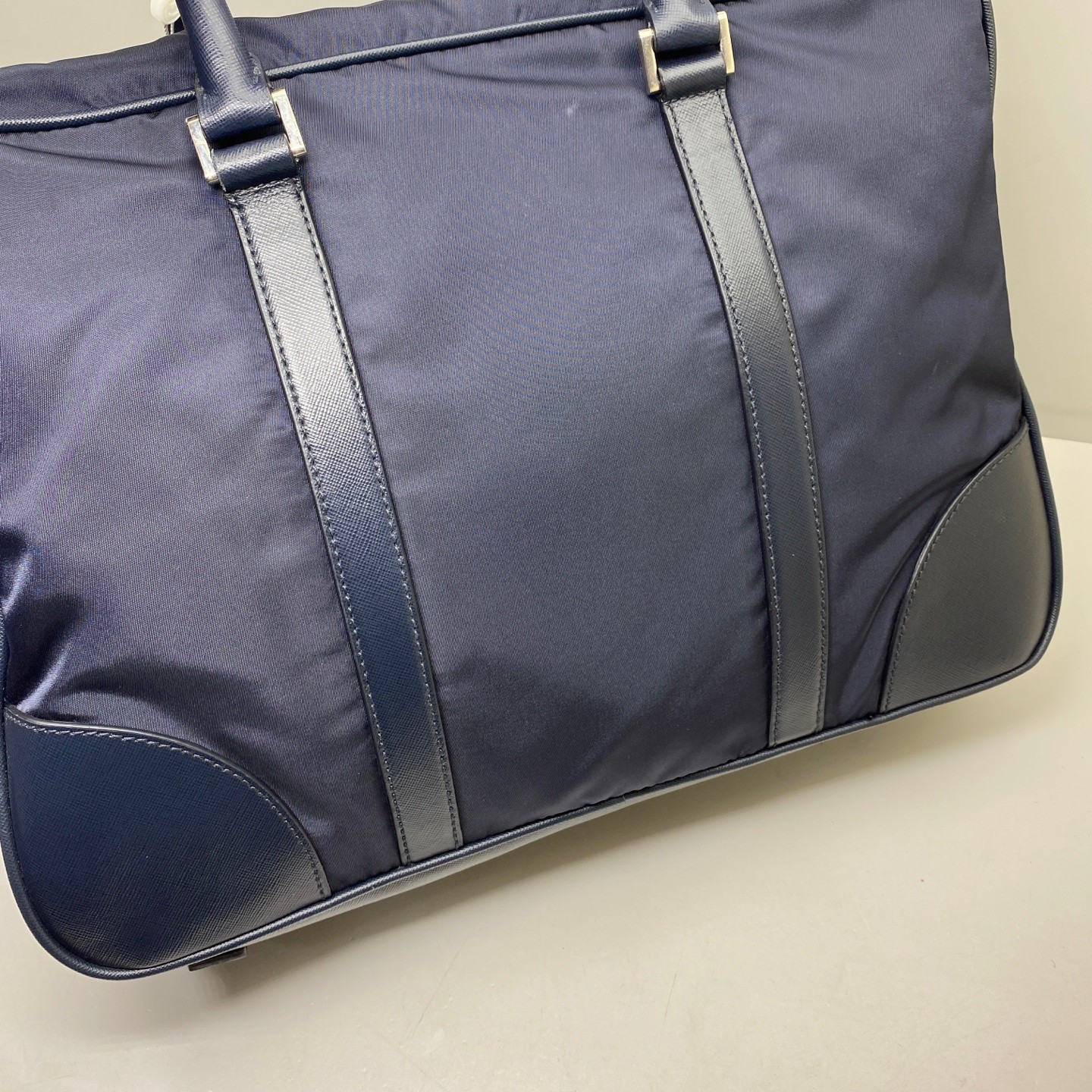 Prada Pre-Owned Authentic Briefcase Blue 36x28x7cm Nylon Free Shipping