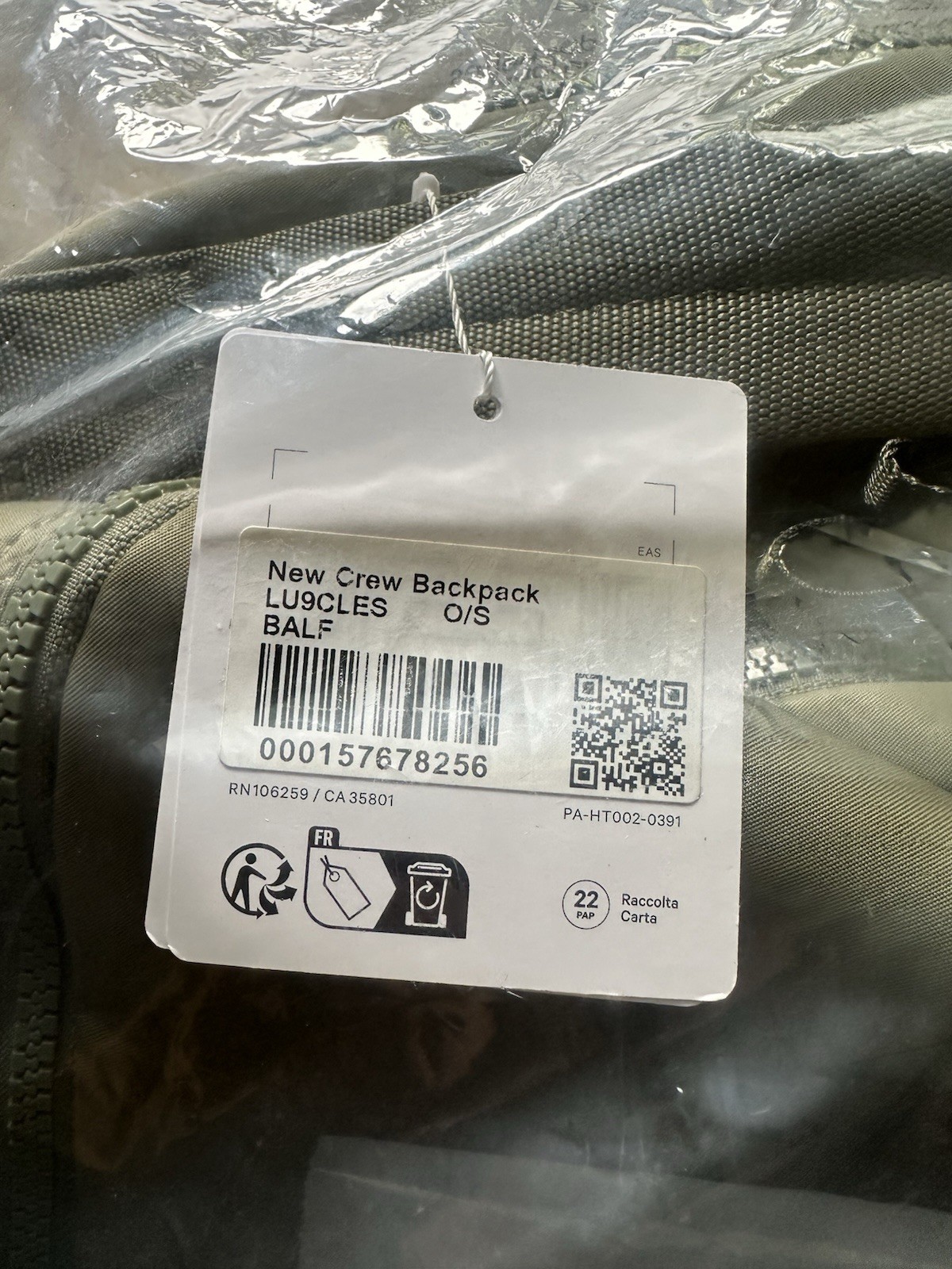 Lululemon New Crew Backpack – 22L – Bay Leaf Green – New with Tags