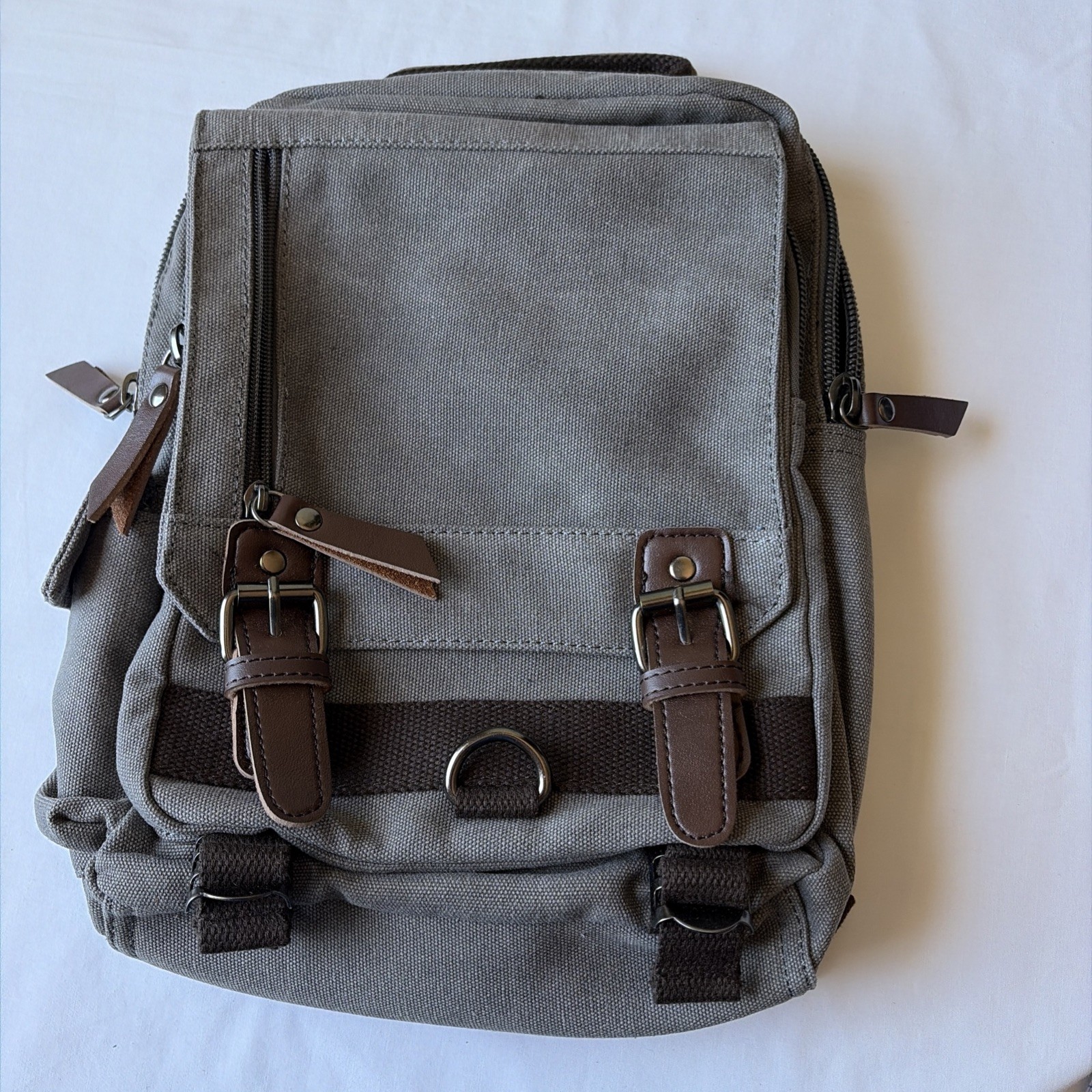 WowBox Messenger Backpack, Leather Like Buckles, Top Carrying Handle, Lite Green
