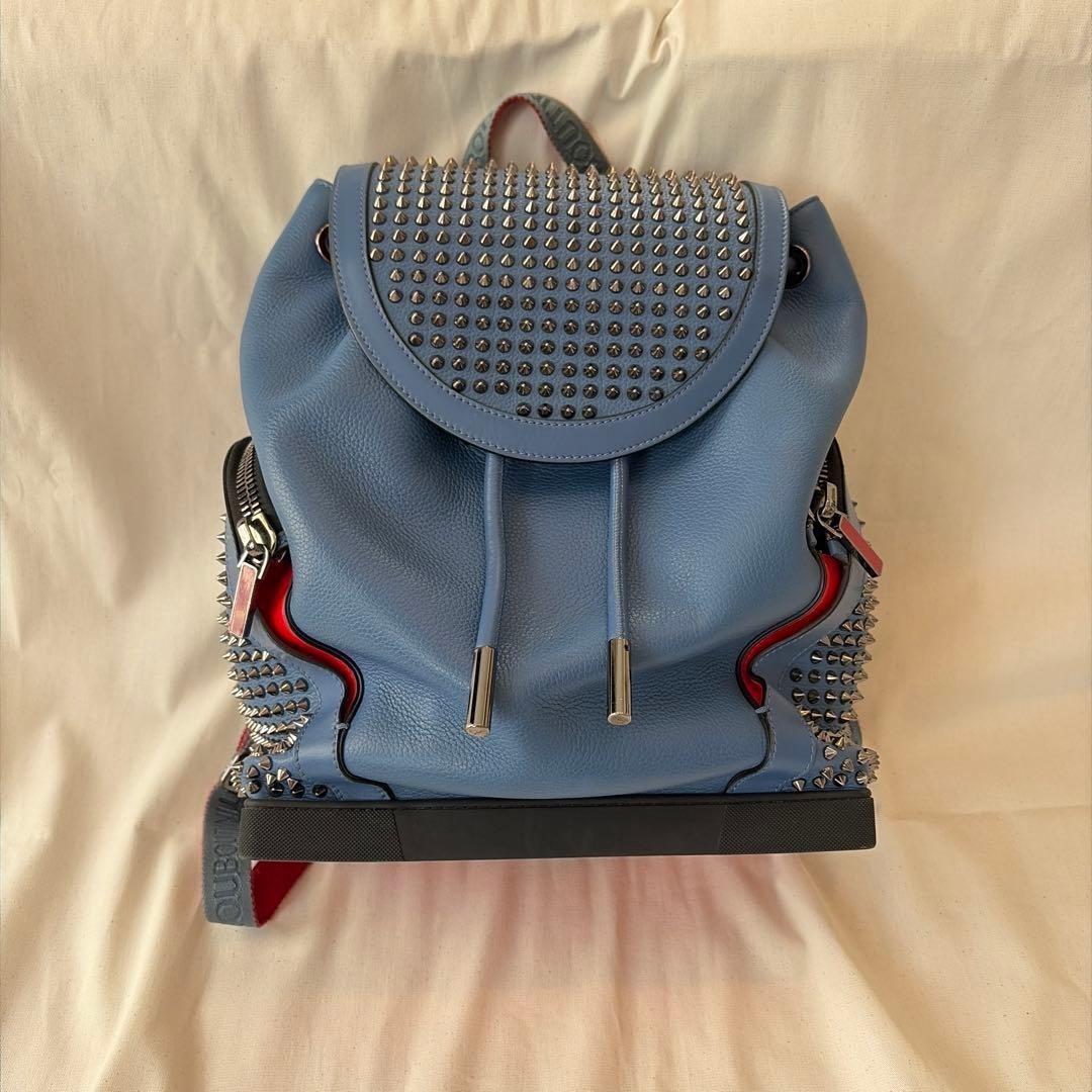 Christian Louboutin Explorafunk Authentic Backpack Shoulder Bag Blue Studs Men’s