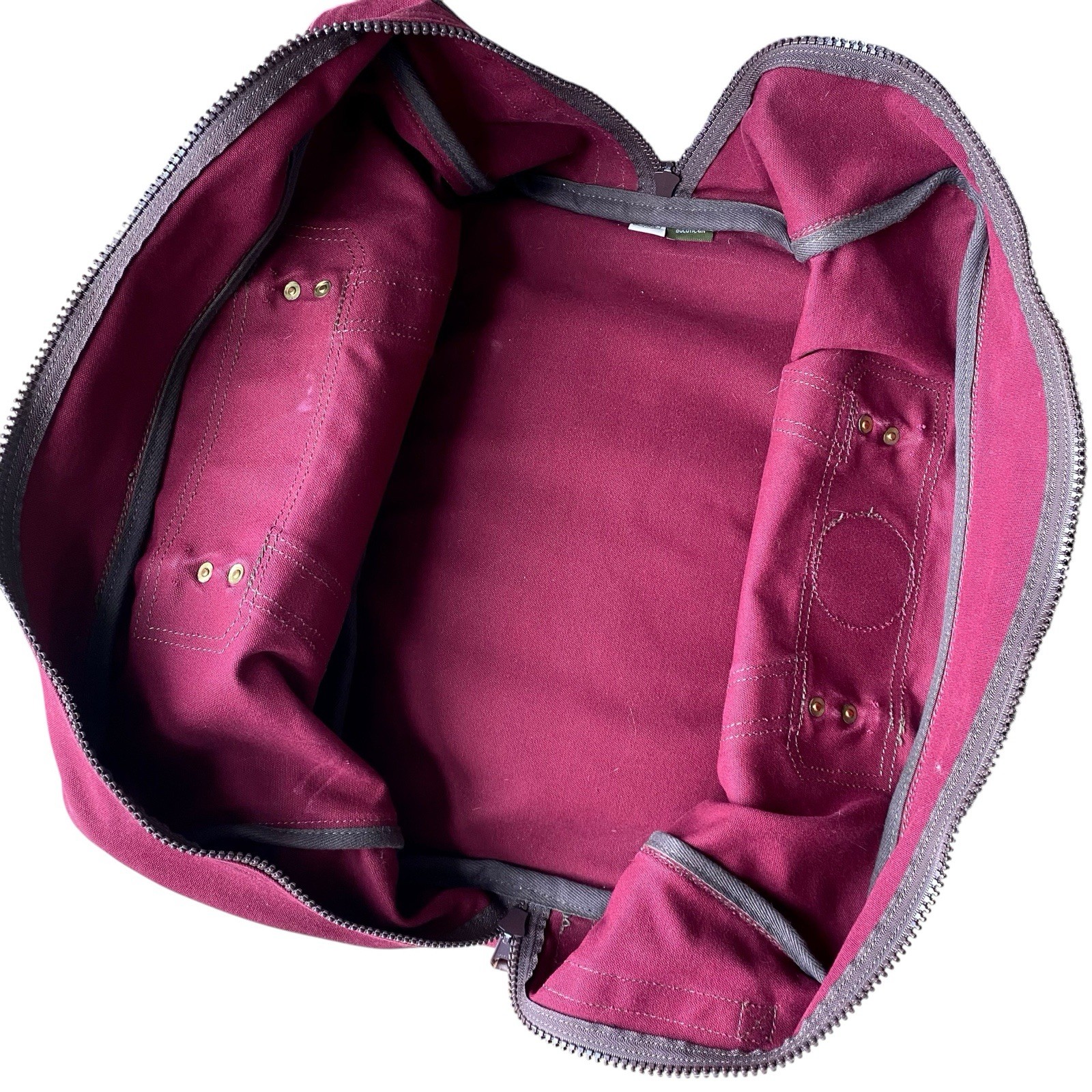 Duluth Pack Boot Duffle Canvas Leather Bag Burgundy Red Weekender Carry On