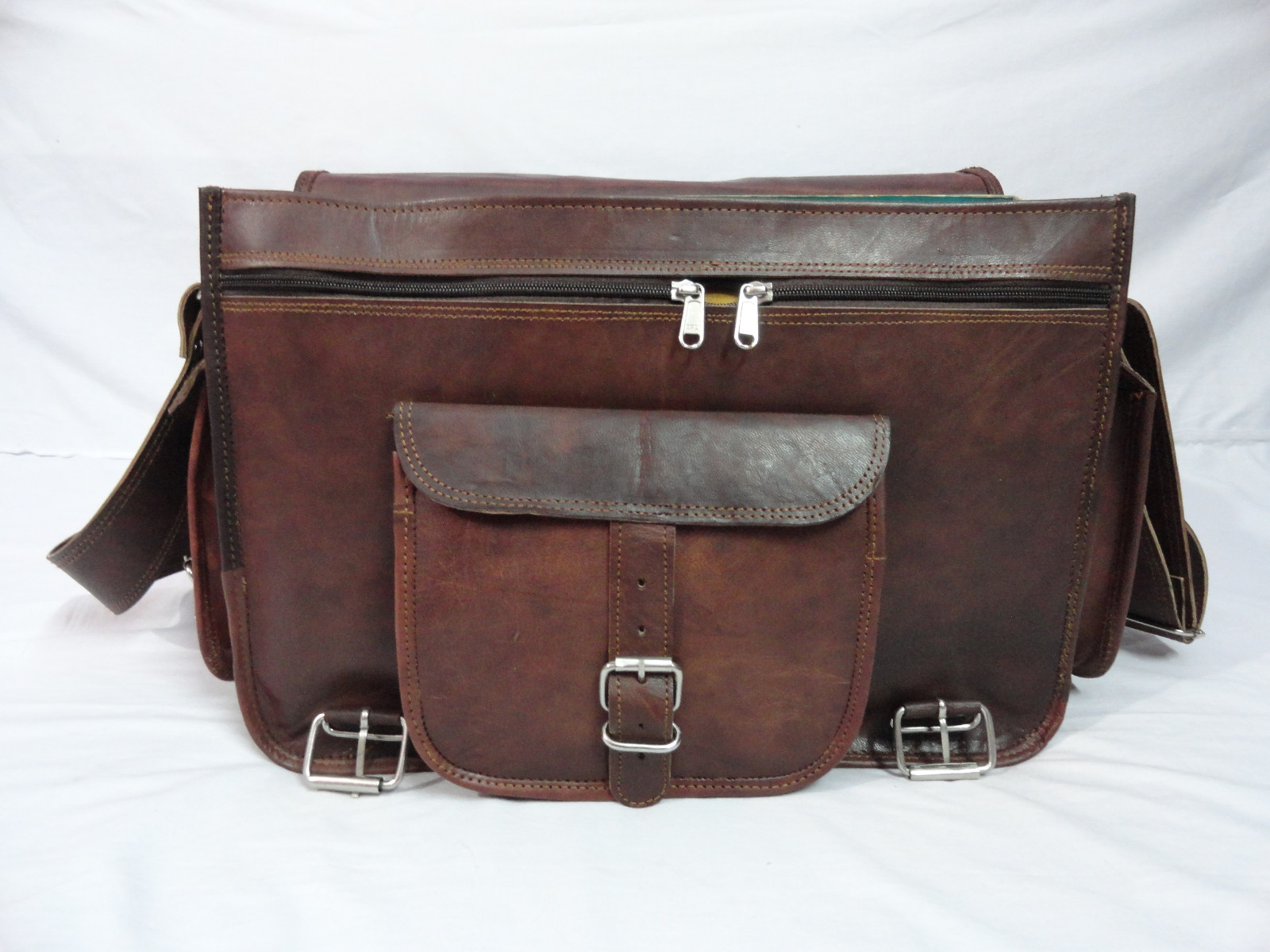 Leather Briefcase DSLR SLR Camera Messenger Bag Padded Case Satchel Shoulder 16″
