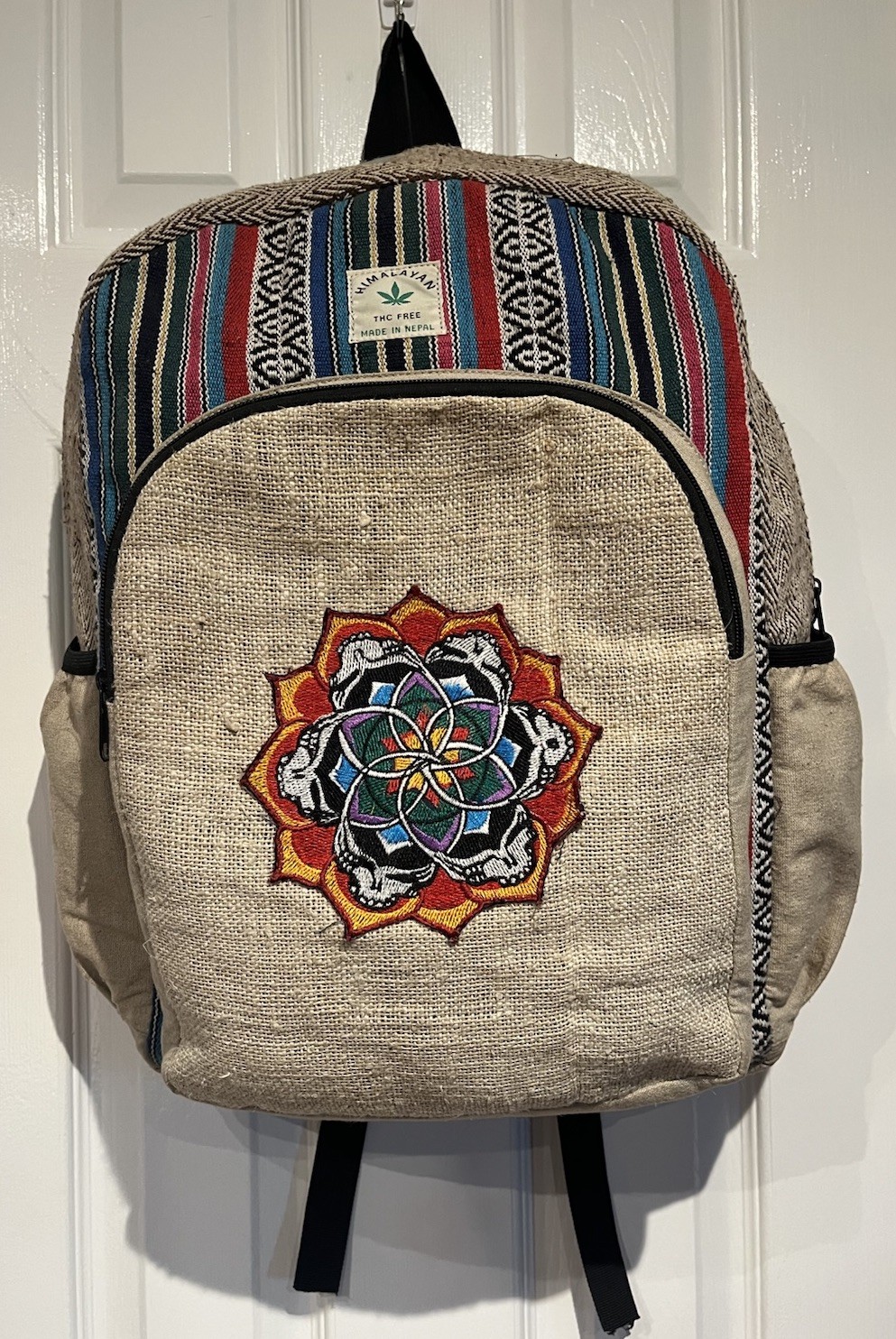 Himalayan HEMP Backpack Grateful Dead Mandala Patch 100% Natural Deadhead BOHO