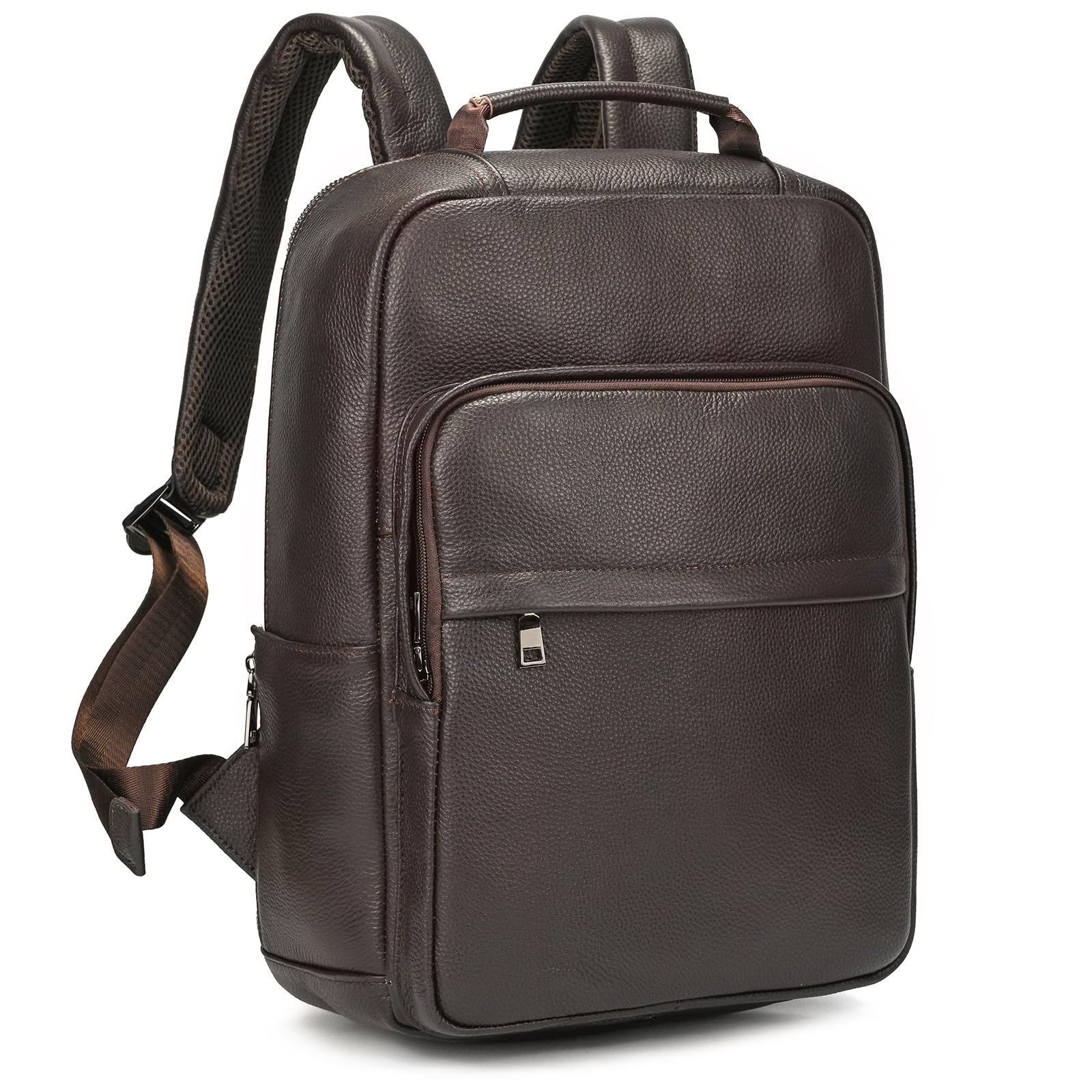 Genuine Leather Backpack fits 15.6 Inch Laptop Vintage Black Backpack for Men…