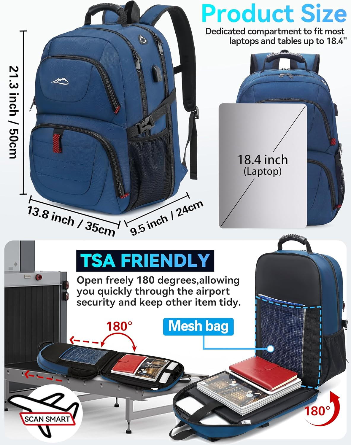 Travel Backpack, Extra Large Laptop Backpack Business anti Theft TSA Approved Co