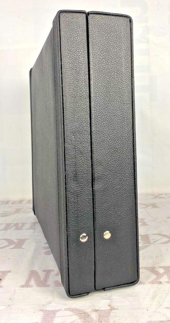 Black Leather Attache Briefcase Combination Lock Business Document Case Office