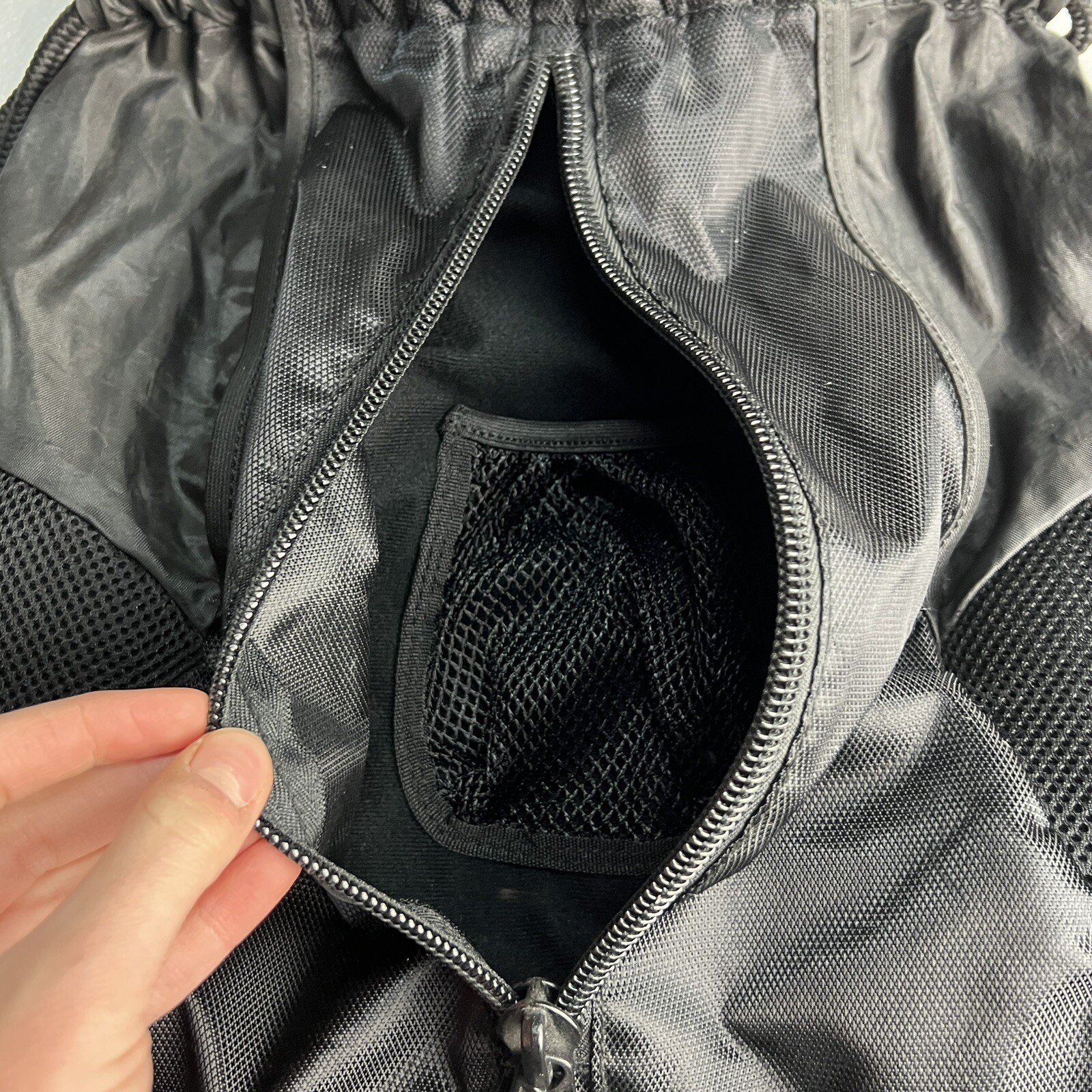 Adidas Drawstring Back Pack Black 3 Stripes Pocket Heavy Duty