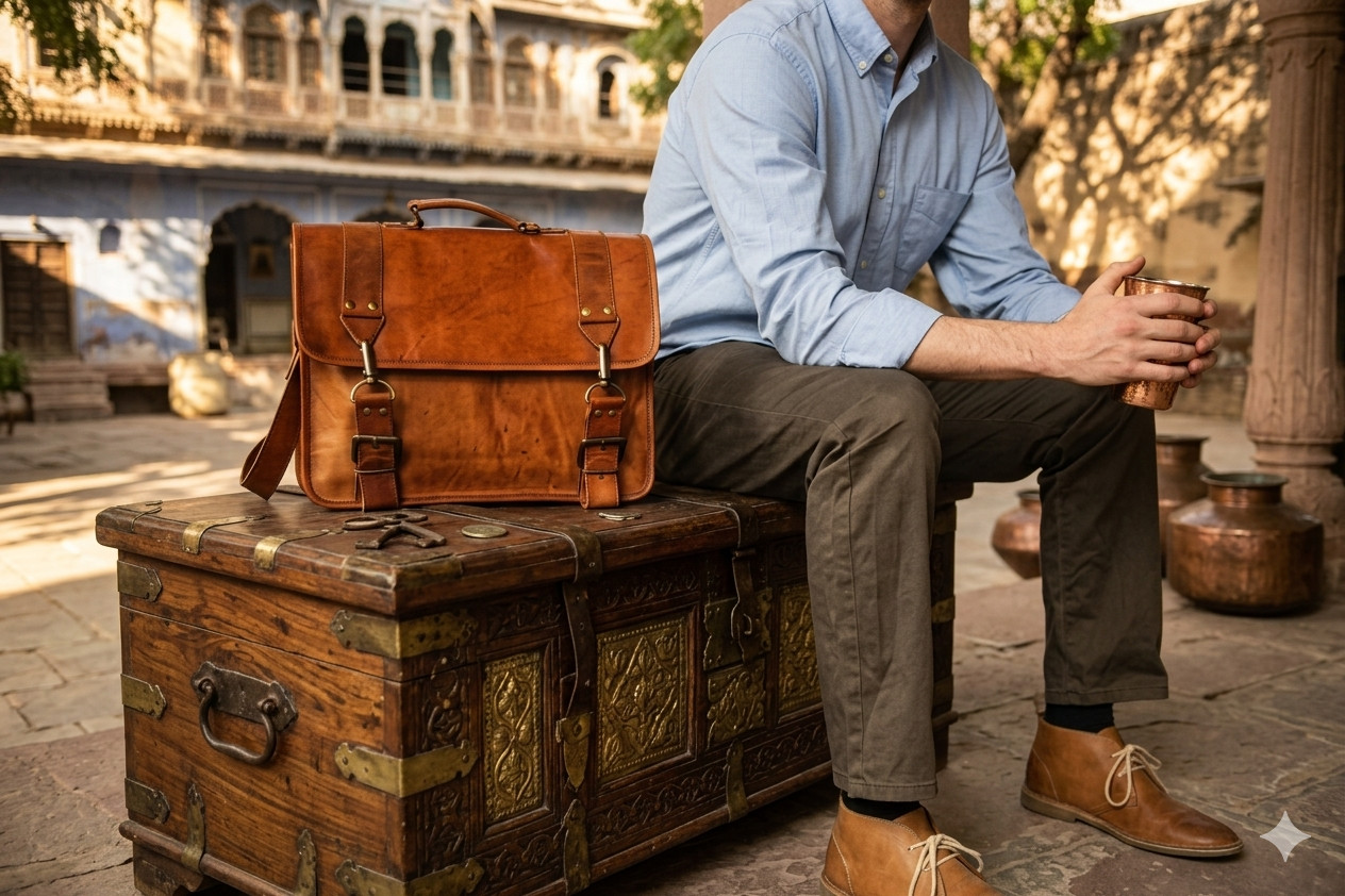 Leather Vintage Laptop Bag Satchel Genuine Men’s Handmade Messenger Briefcase