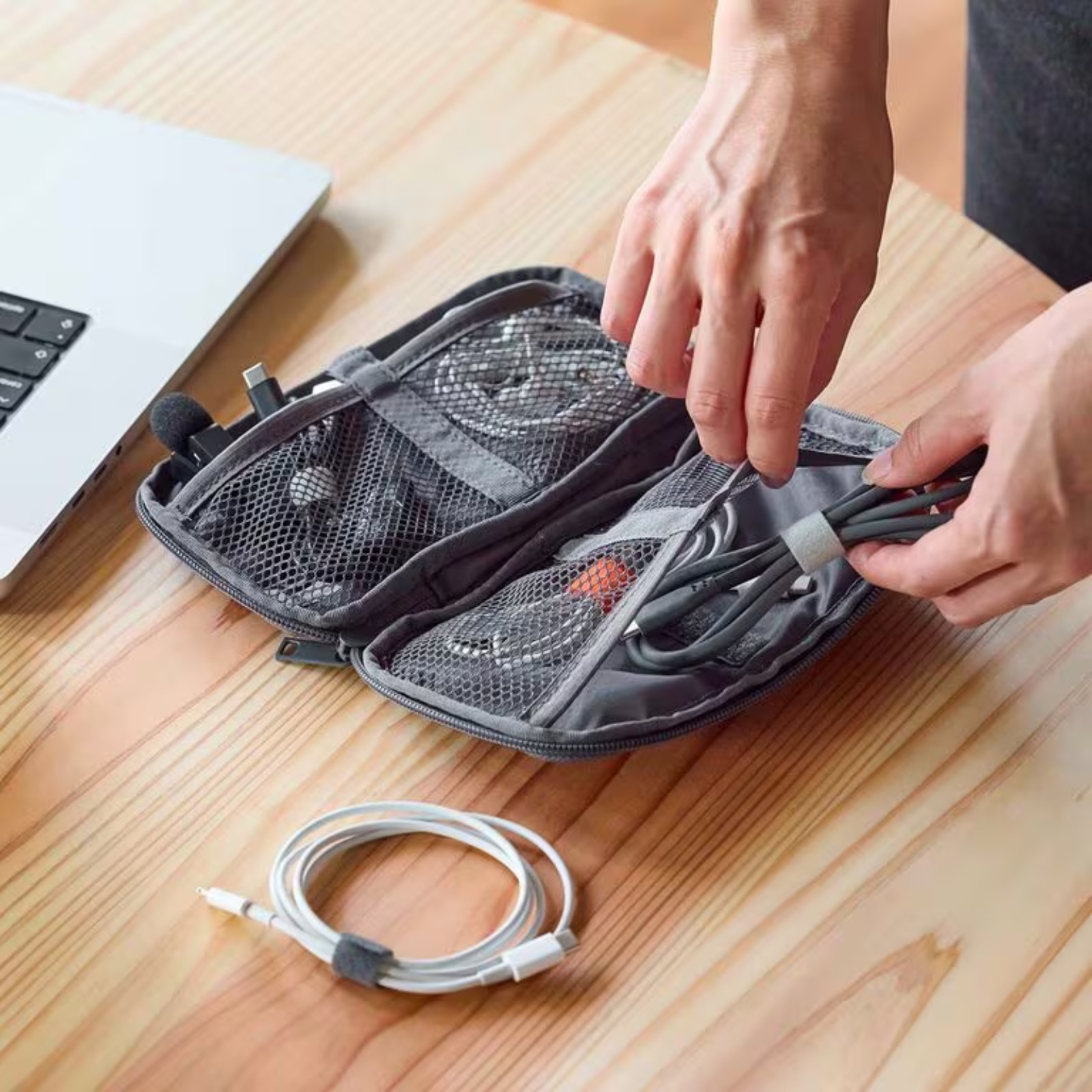 MUJI Gadget Pouch Adjustable Pocket Slim Black From Japan