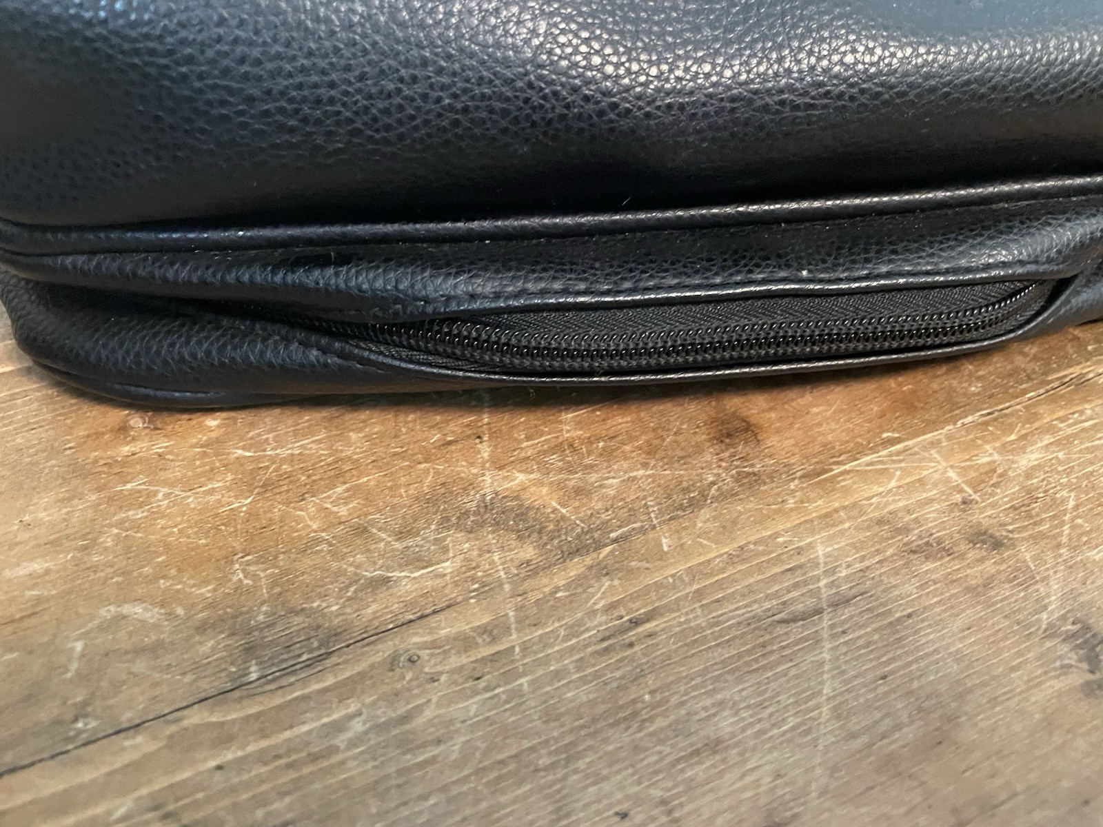 DOPP Classic Black Textured Leather Travel Toiletry Pouch