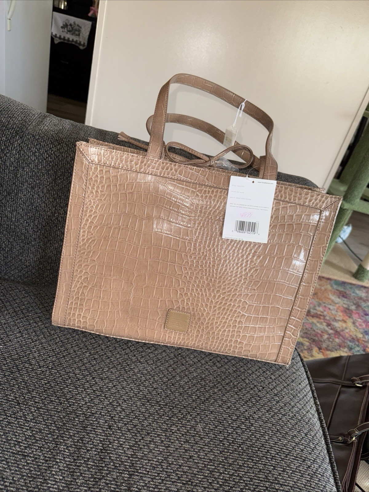 Liz Claiborne Snake Skin Taupe Tote