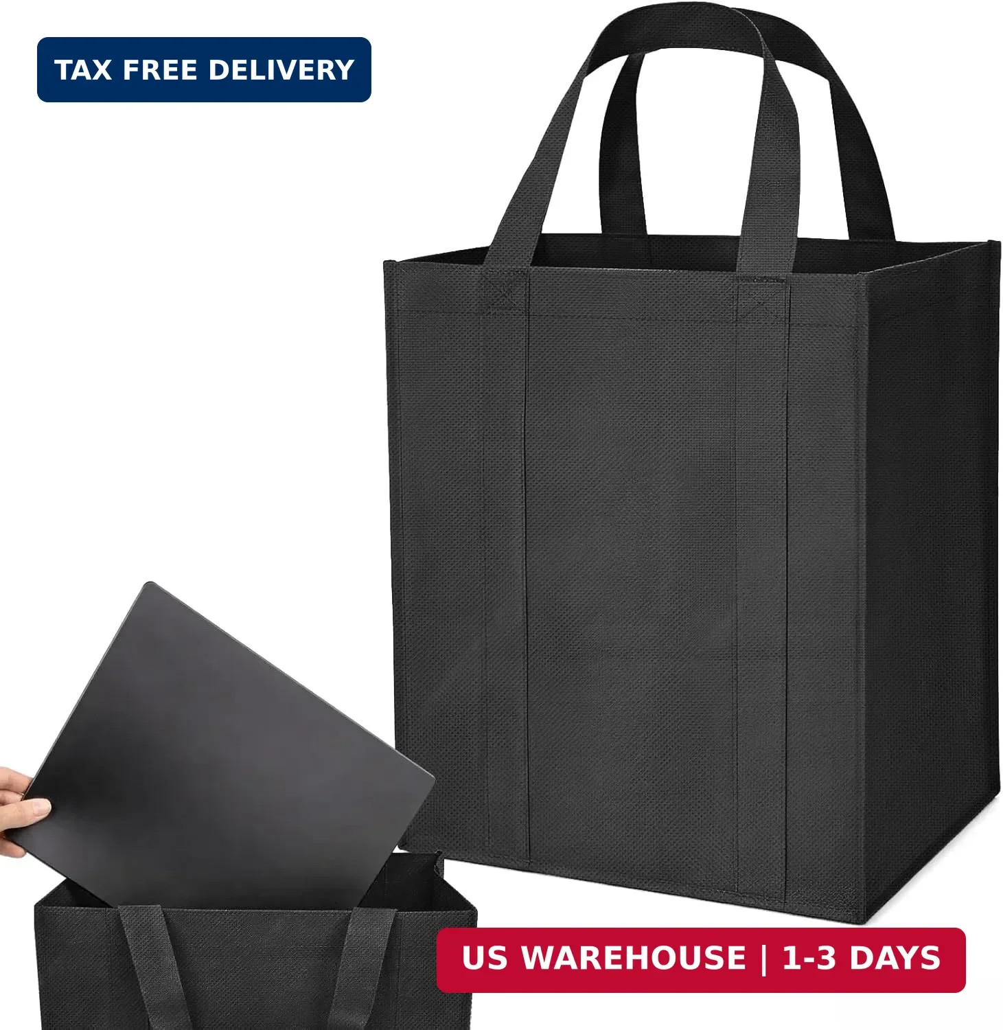 MOLOSLEEVE MOLOVA 1 Pack Large Foldable Shopping Bag, 15″ W x 12.5″ H x 10″ D, R