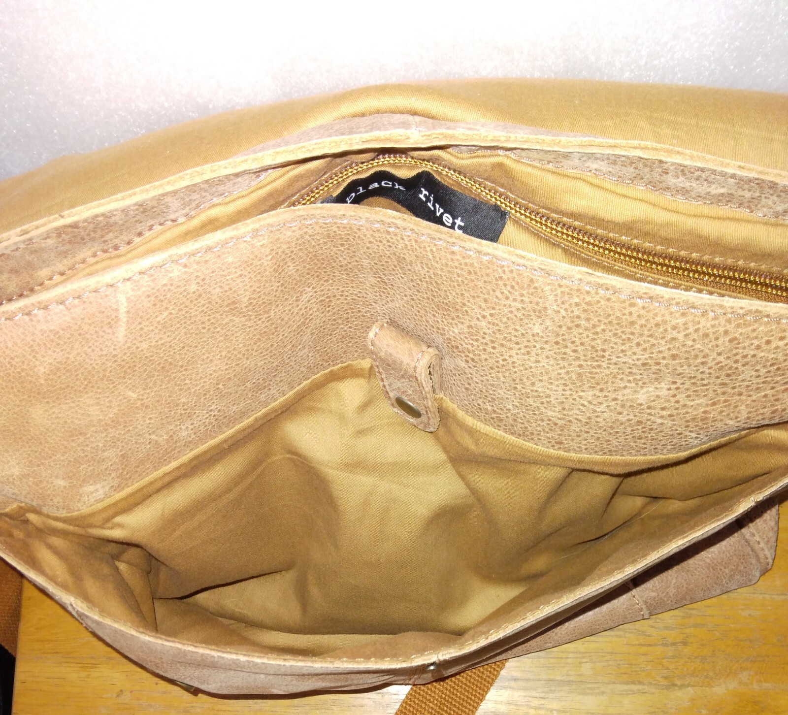Black Rivet Distressed Leather Messenger Bag