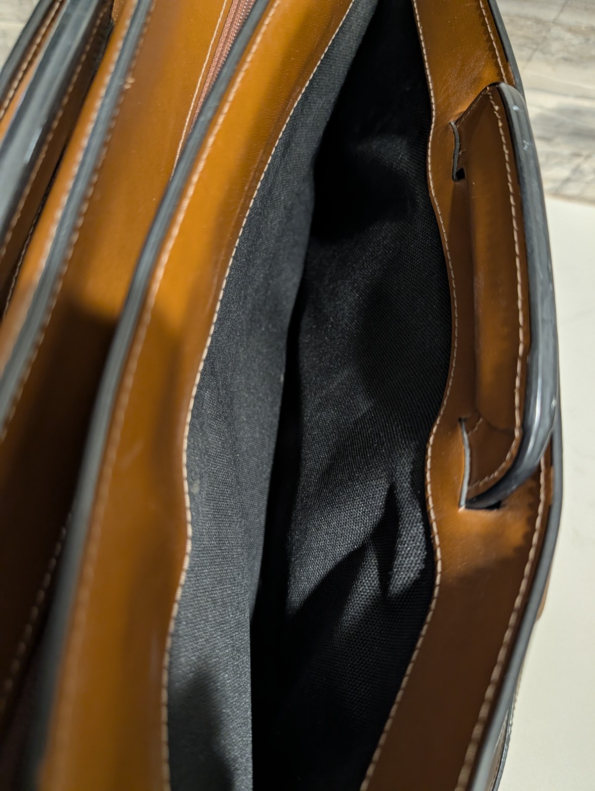 Jack Georges Elements Leather Briefcase Top Zip Double Gusset Cognac 4202