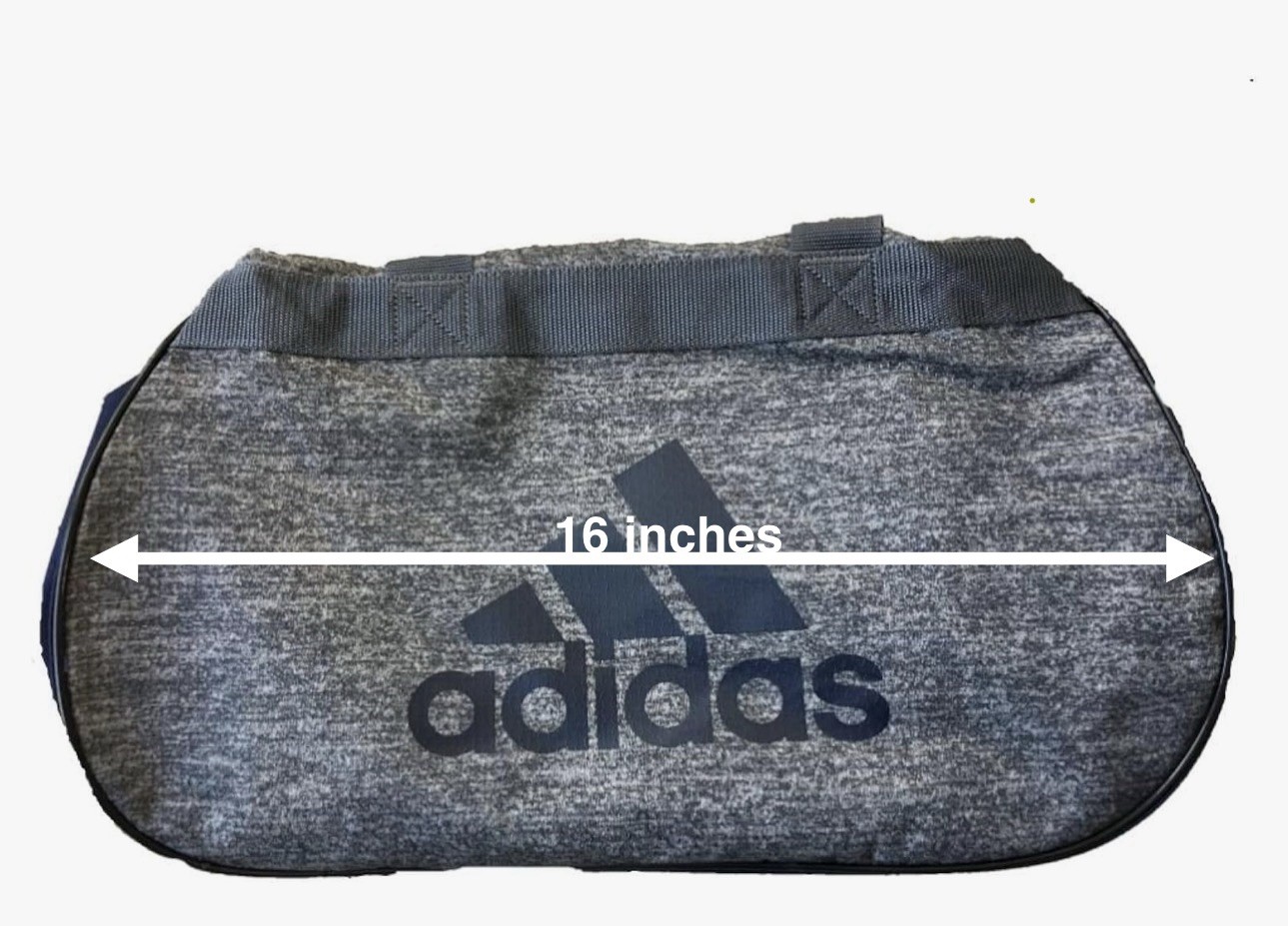 New Adidas Diablo Small Hex Print Duffel Bag, 16”x10”x8”, Onyx Grey/Blue