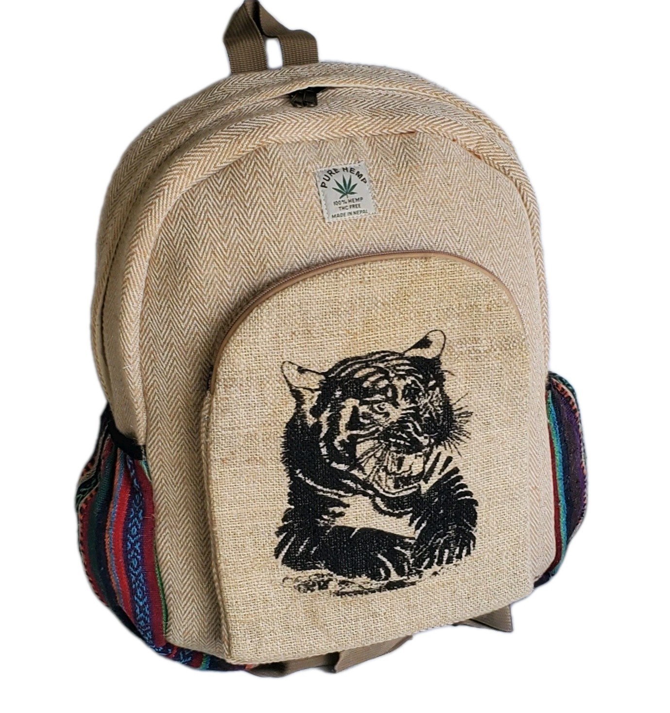 Large Embroidery Pure Hemp Backpack