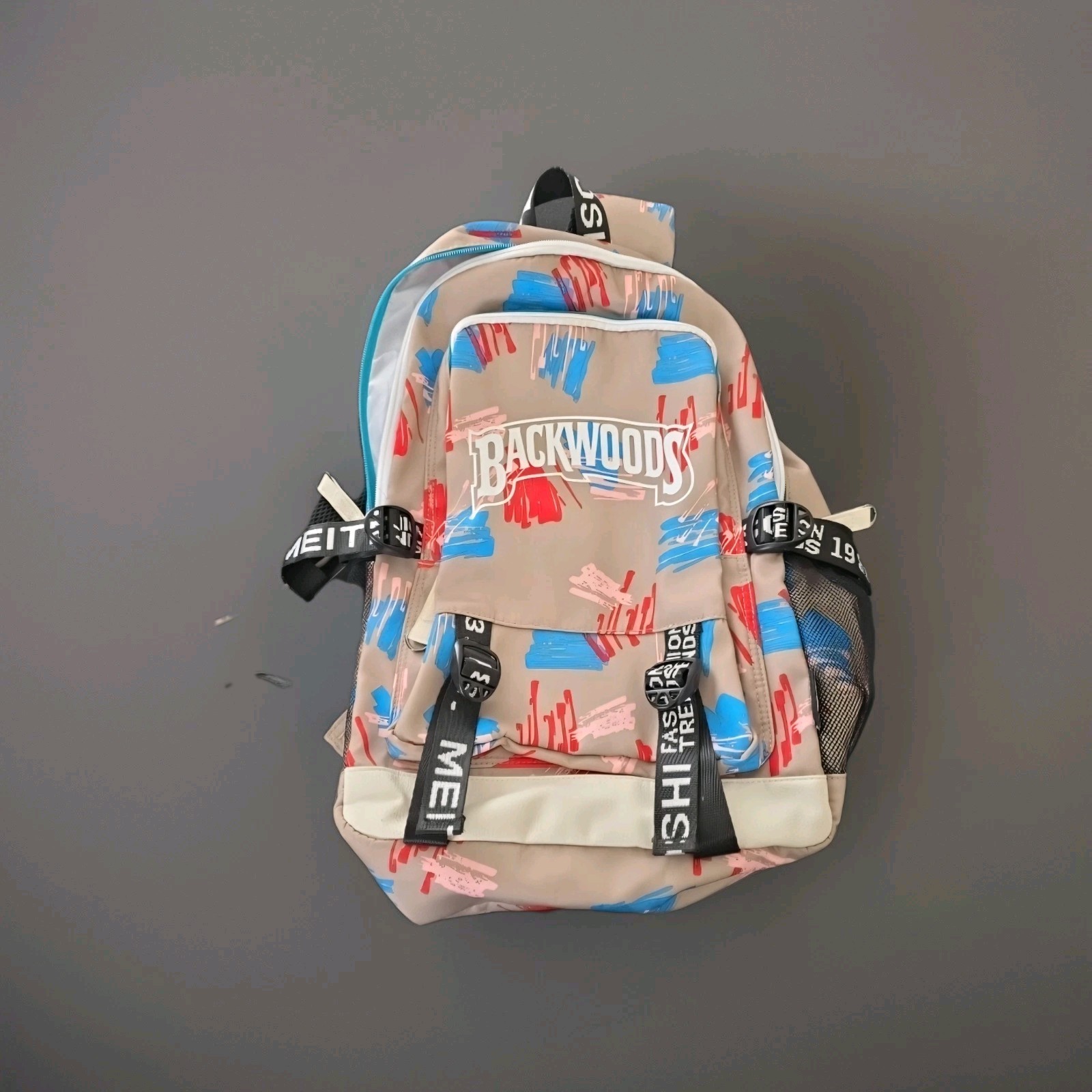 Backwoods Travel Computer School Backpack Leather Bottom Tan/Light Brown