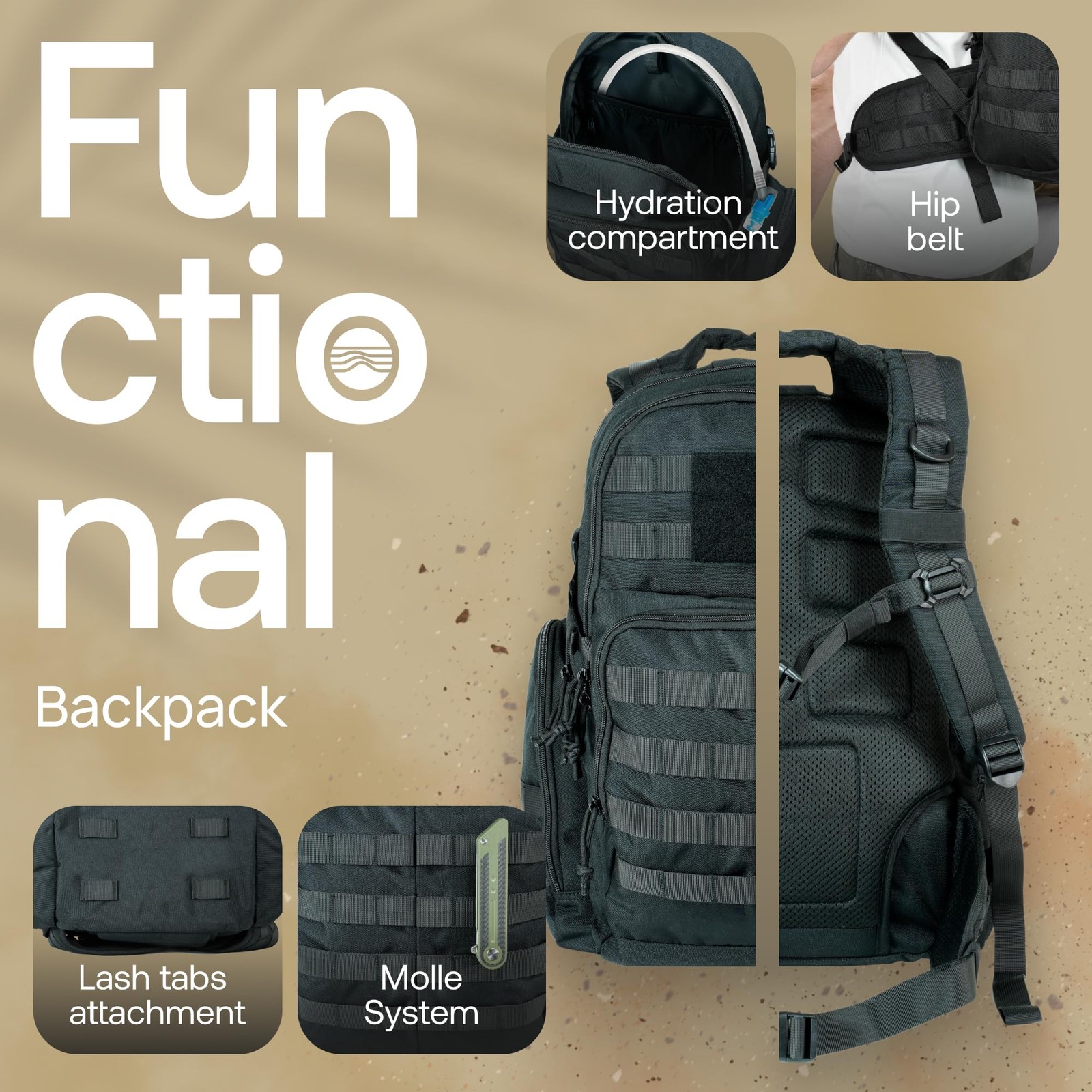 Huntex 40L Tactical Backpack for Men and Women in Black – Military Style for …