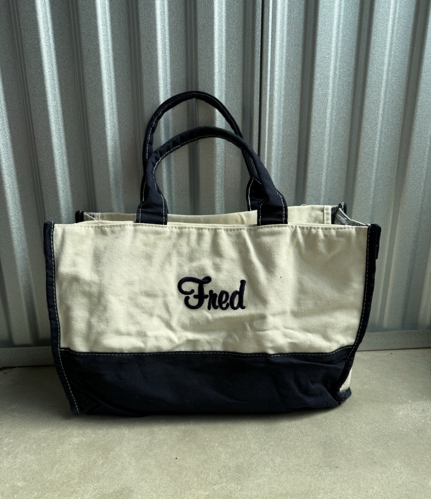 Vintage CB Station “Fred” Embroidery Heavy Duty Canvas Tote Bag Size Medium