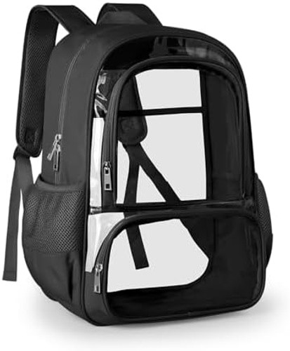KIMNERPU Clear Backpack, Fabric & PVC Transparent Backpack with Reinforced St…