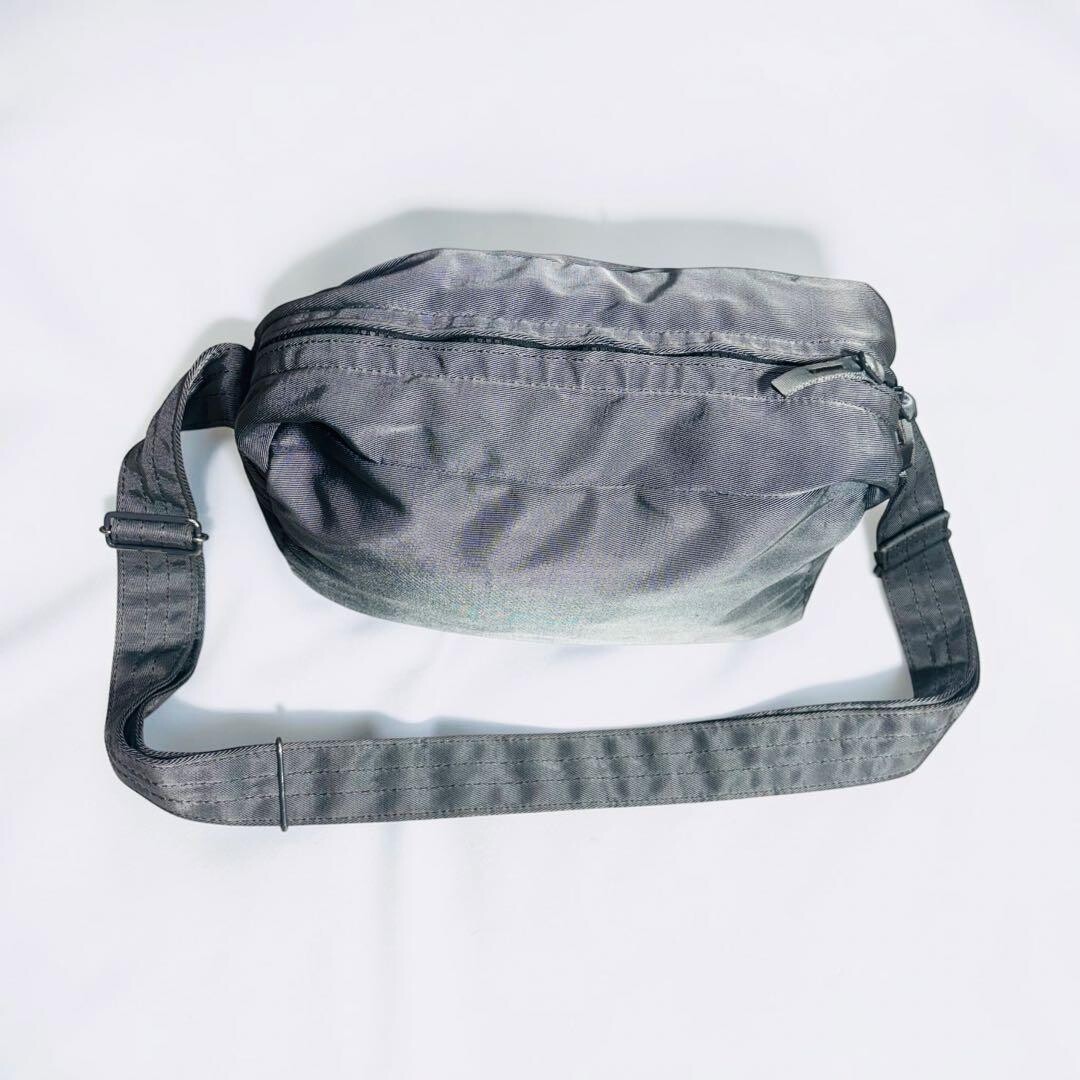 Porter Overdye Silver Gray Nylon Shoulder Bag Zip Closure Japan Men 26cm 17cm