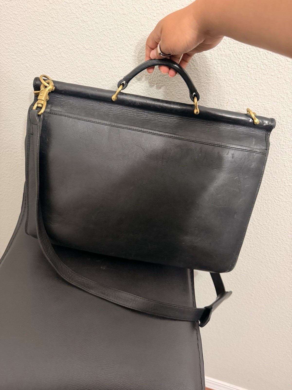 Vintage Leather Briefcase Messenger Bag
