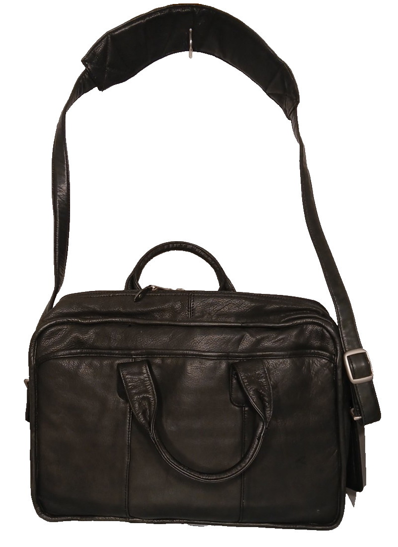 Canyon Outback Leather Goods Laptop Messenger Bag Briefcase Black Expandable