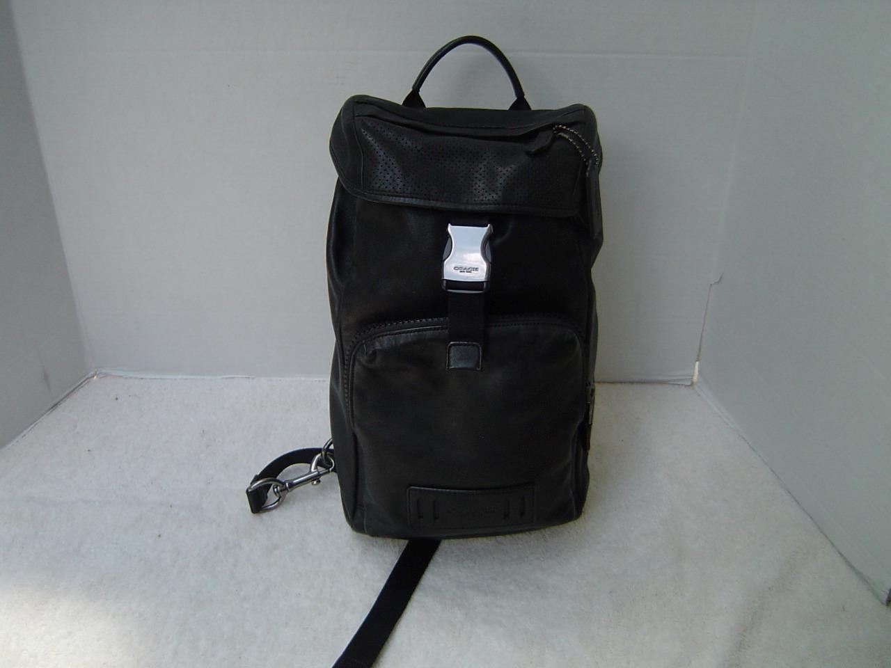 AUTHENTIC COACH BLACK SMOOTH LEATHER SLING PACK/BACKPACK #2943 VGC