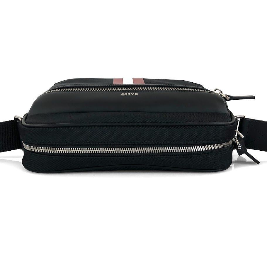BALLY Authentic shoulder bag in nylon and leather black 18.5×26cm w/dustbag