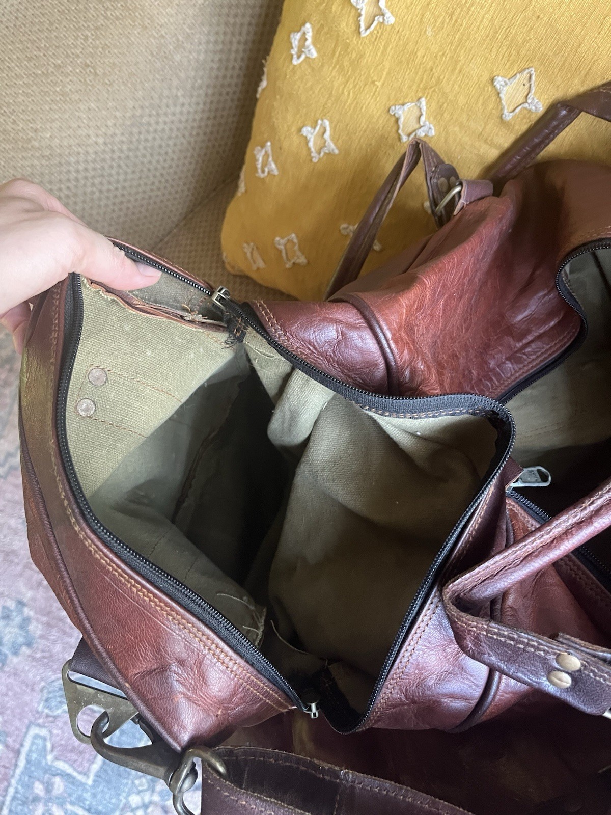 30″Men’s Genuine Leather luggage gym weekend overnight duffle large vintage bag