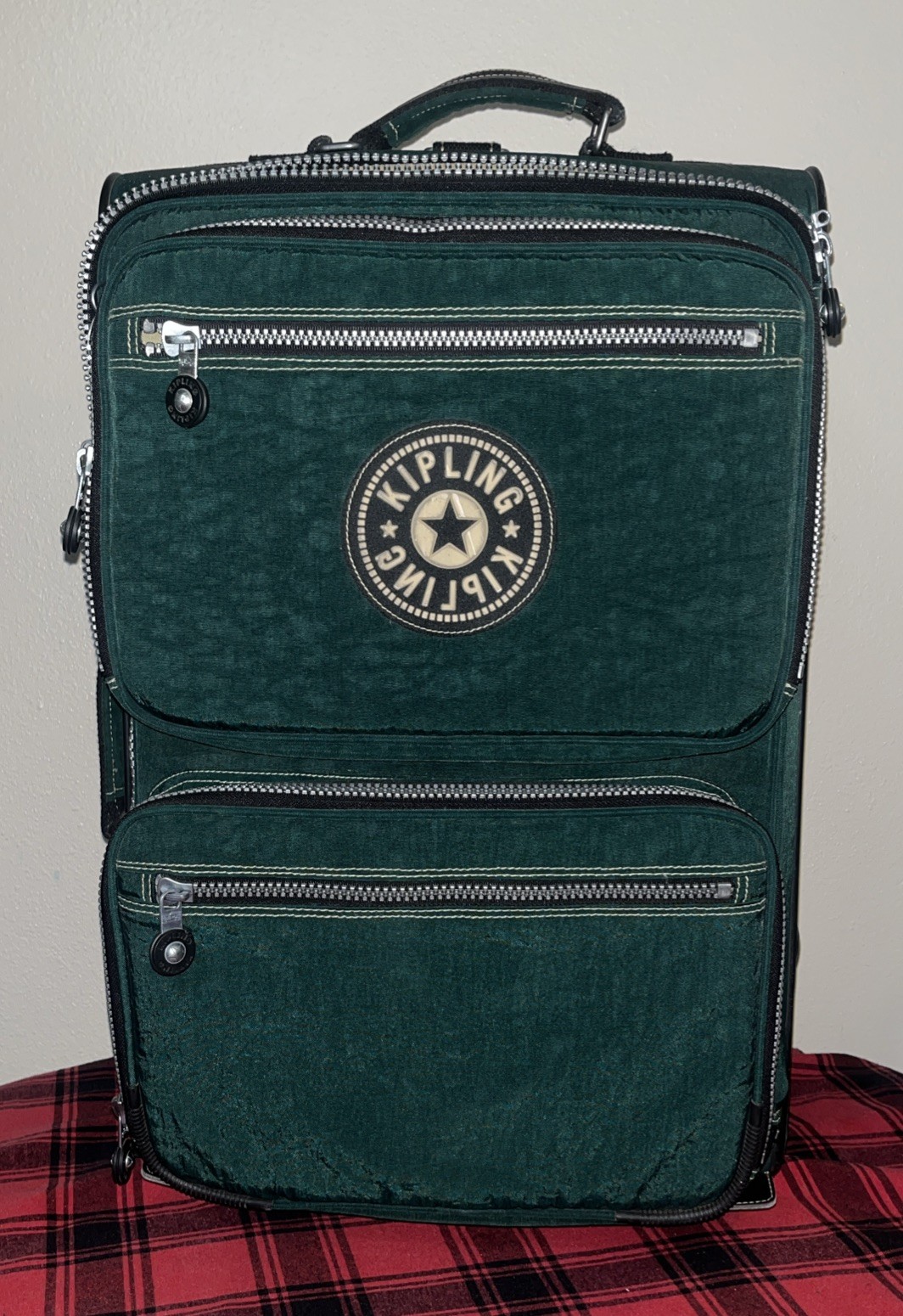 Men’s Vintage Kipling Green Y2K Rolling Suitcase