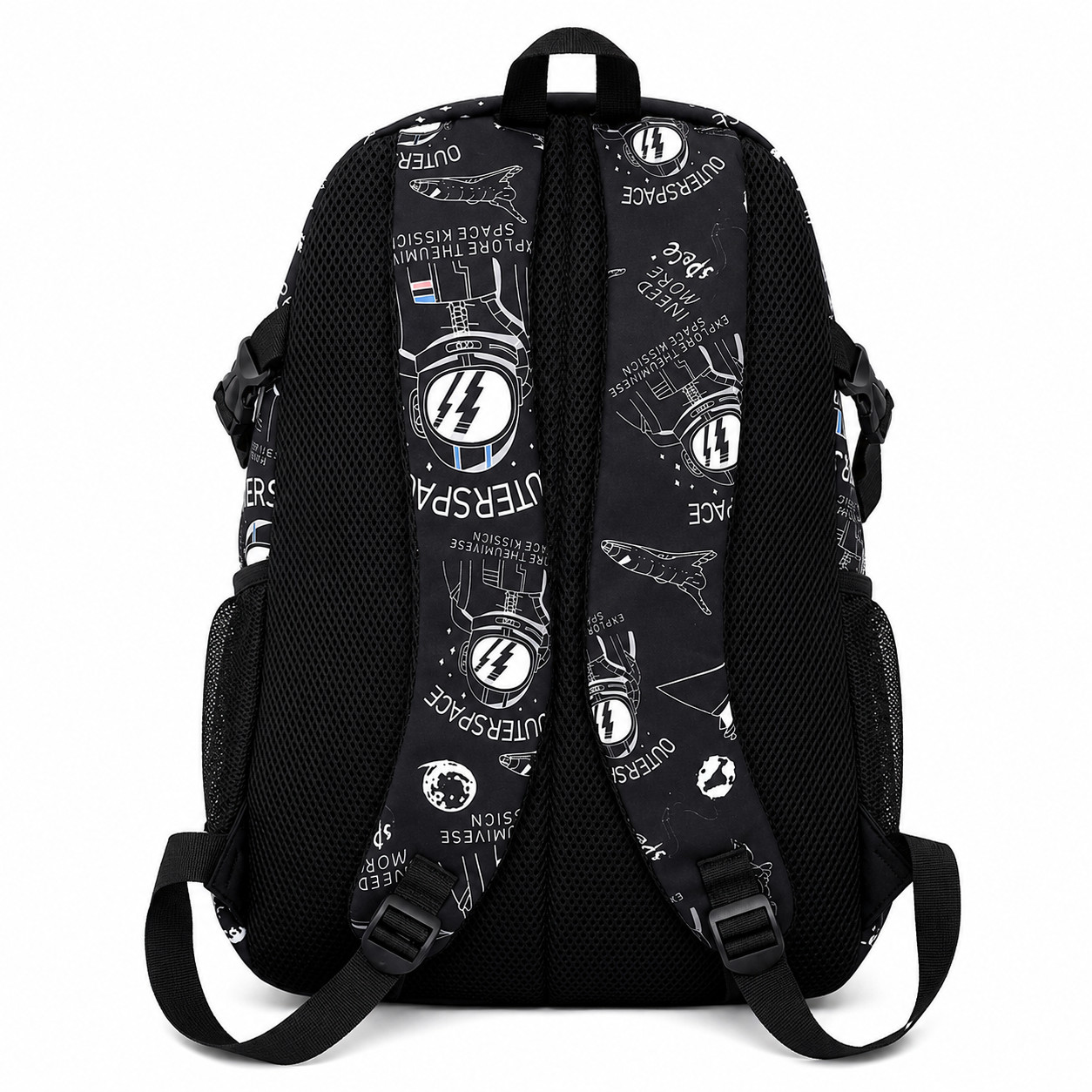 Boys Large School Backpack Astronaut Space 18″ Laptop Bag Lightweight Black