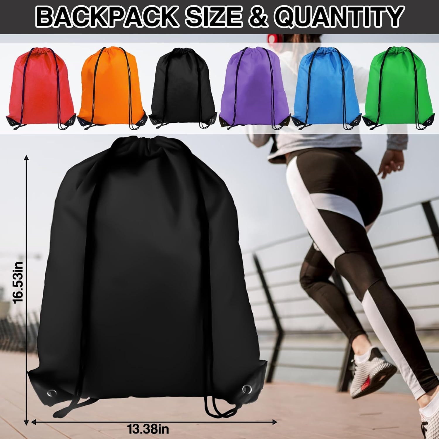 COIDEA Drawstring Backpack 6 Colors Drawstring Bags, Draw String Back Bag Drawst