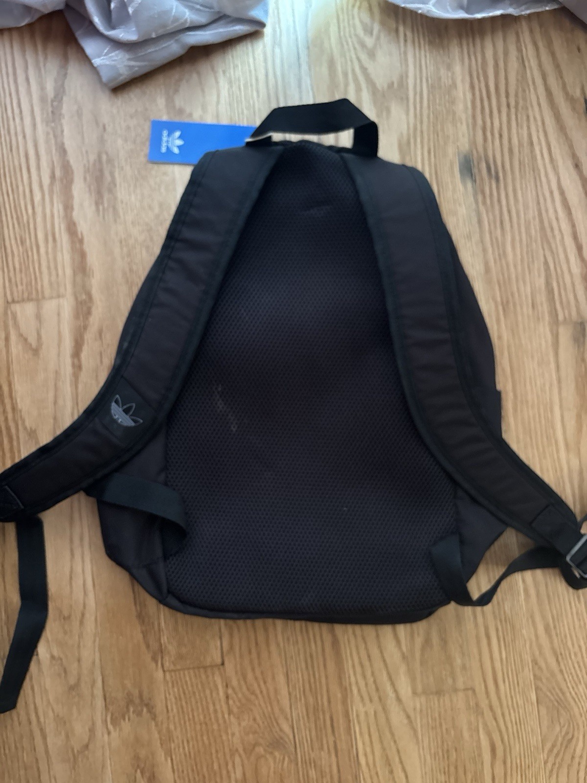 Adidas Black Trefoil Logo Backpack Zip Padded Adjustable, One Size