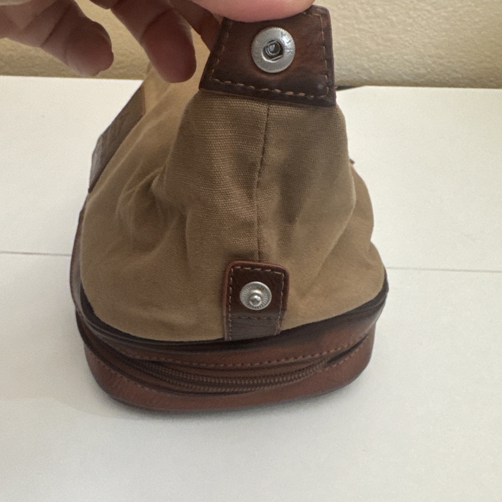 Buxton Brown Expedition Leather Toiletry Shave Bag Zippered 2 Compartment